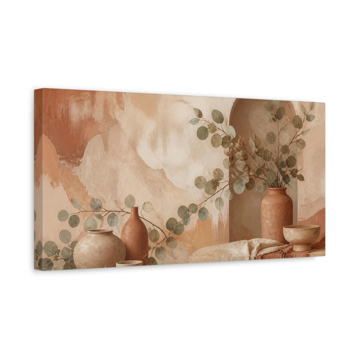 Side Mockup 3. Boho Eucalyptus Alcove shown as canvas print