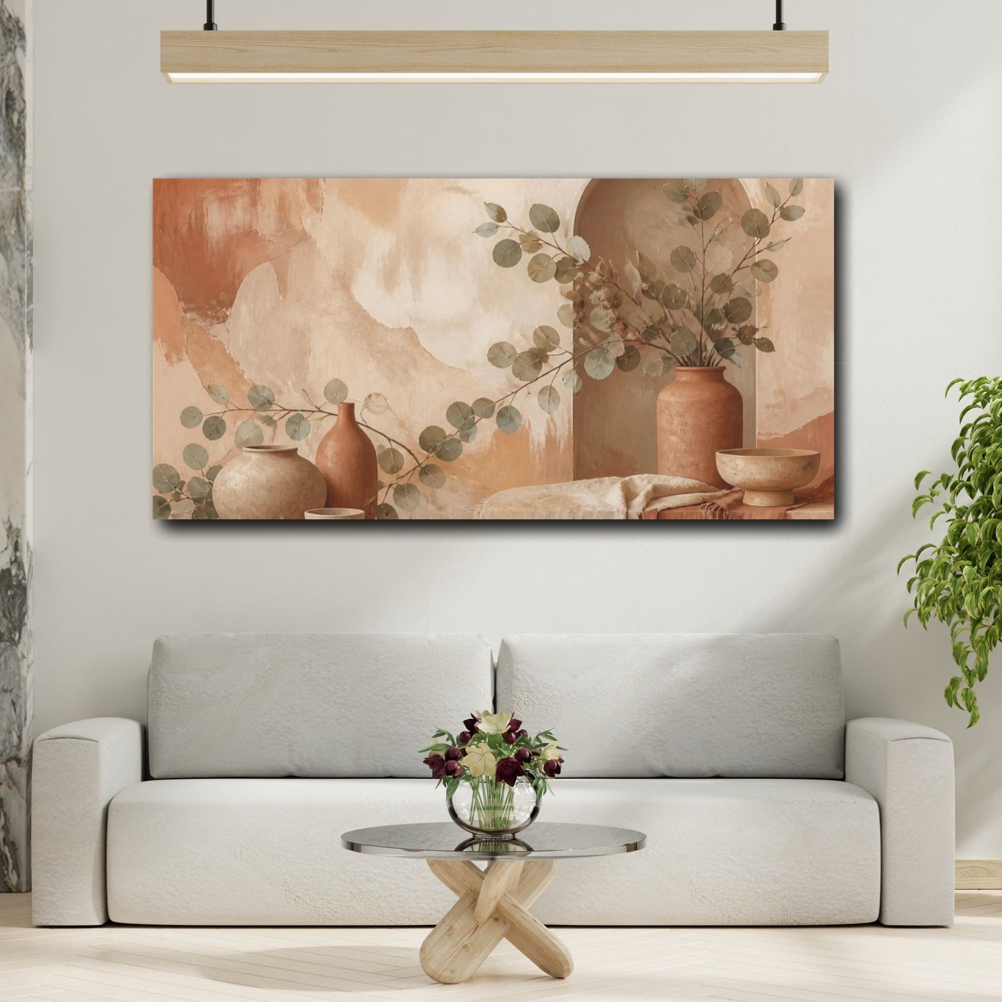 Mockup 2. Boho Eucalyptus Alcove shown as canvas print