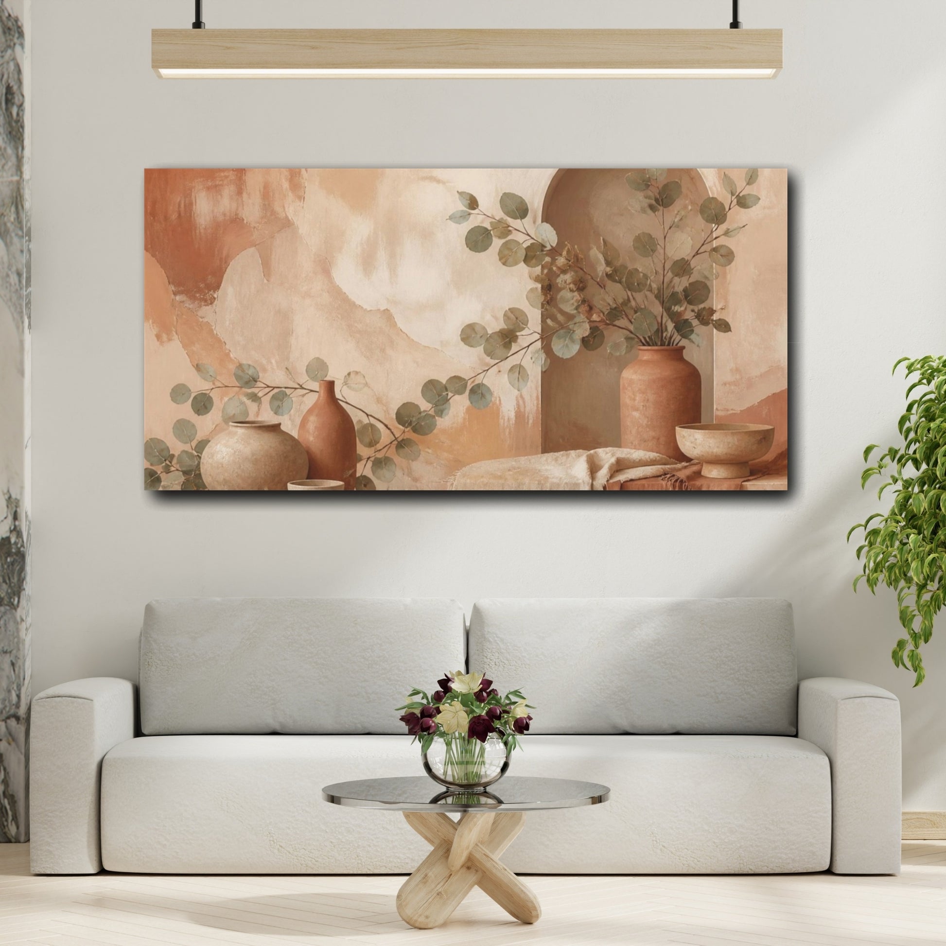 Mockup 2. Boho Eucalyptus Alcove shown as canvas print