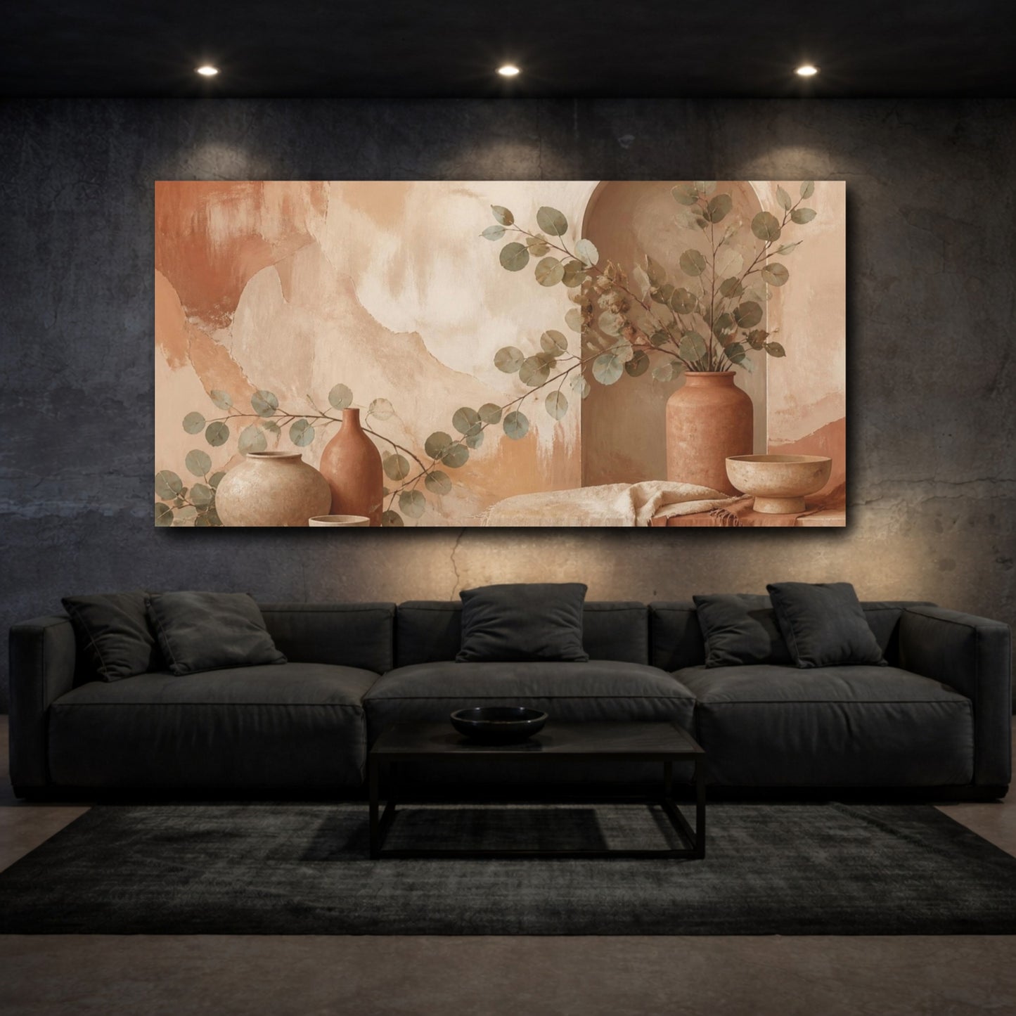 Mockup 3. Boho Eucalyptus Alcove shown as canvas print