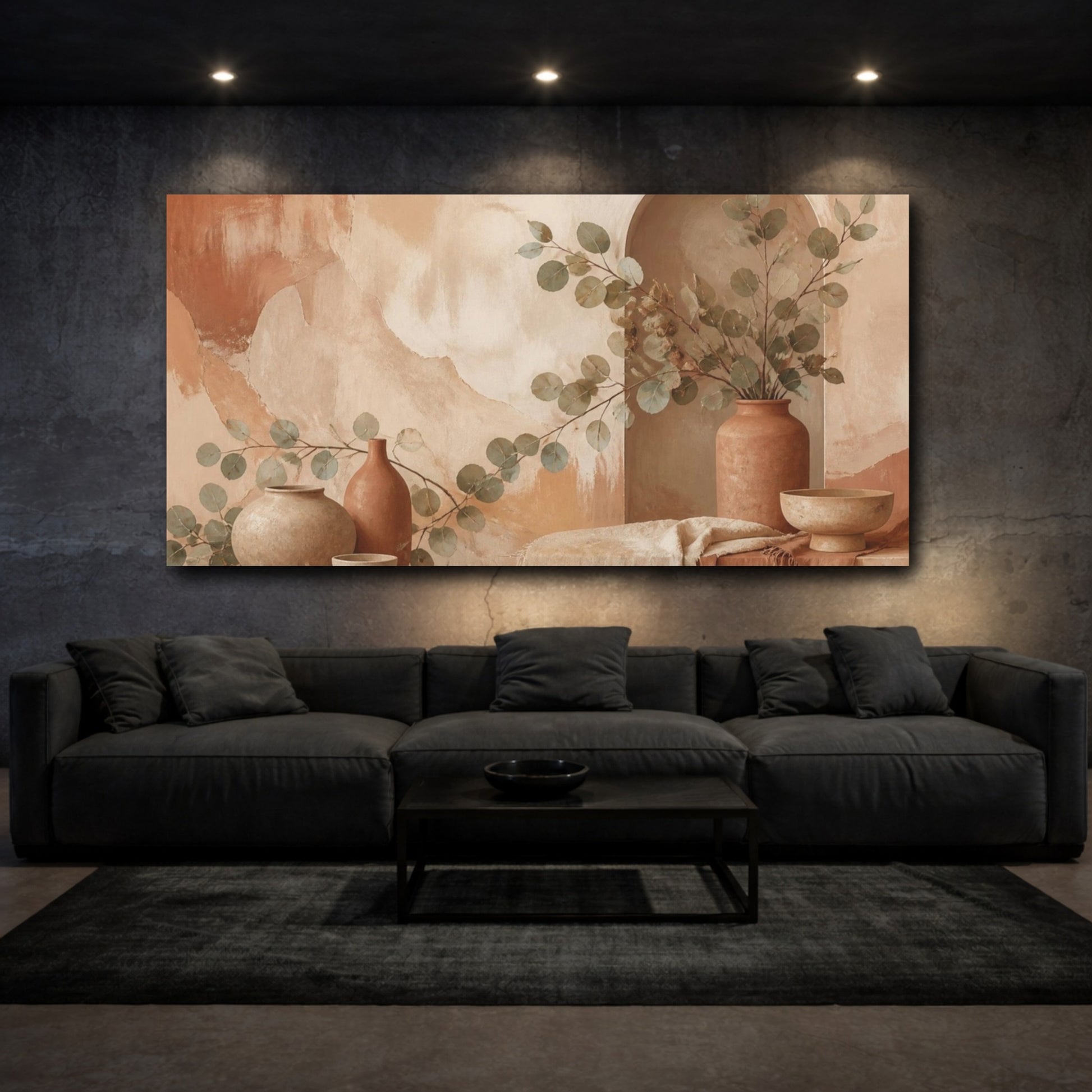 Mockup 3. Boho Eucalyptus Alcove shown as canvas print