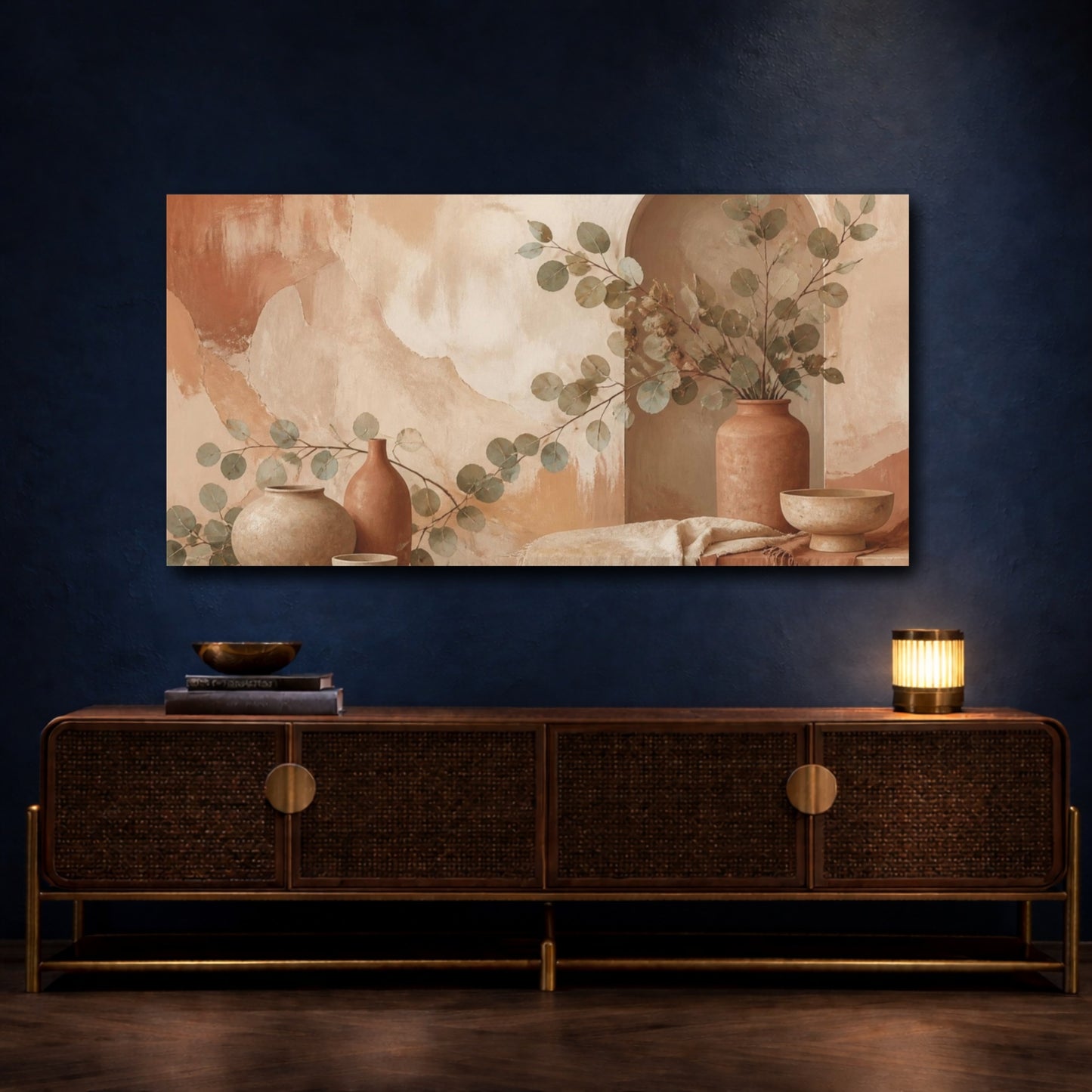 Mockup 4. Boho Eucalyptus Alcove shown as canvas print