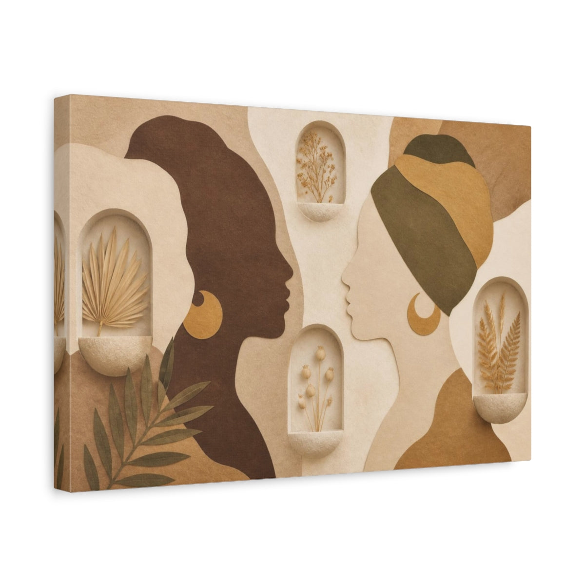 Side Mockup 4. Boho Female Silhouettes shown as canvas print