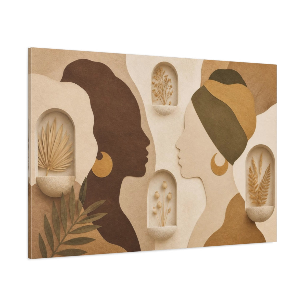 Side Mockup 1. Boho Female Silhouettes shown as canvas print