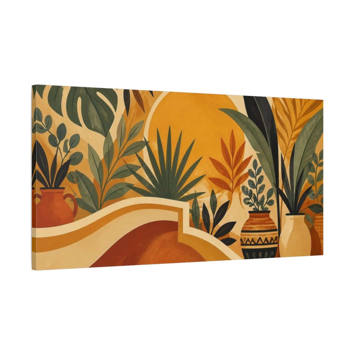 Main Mockup. Boho Golden Sun Botanicals shown as canvas print