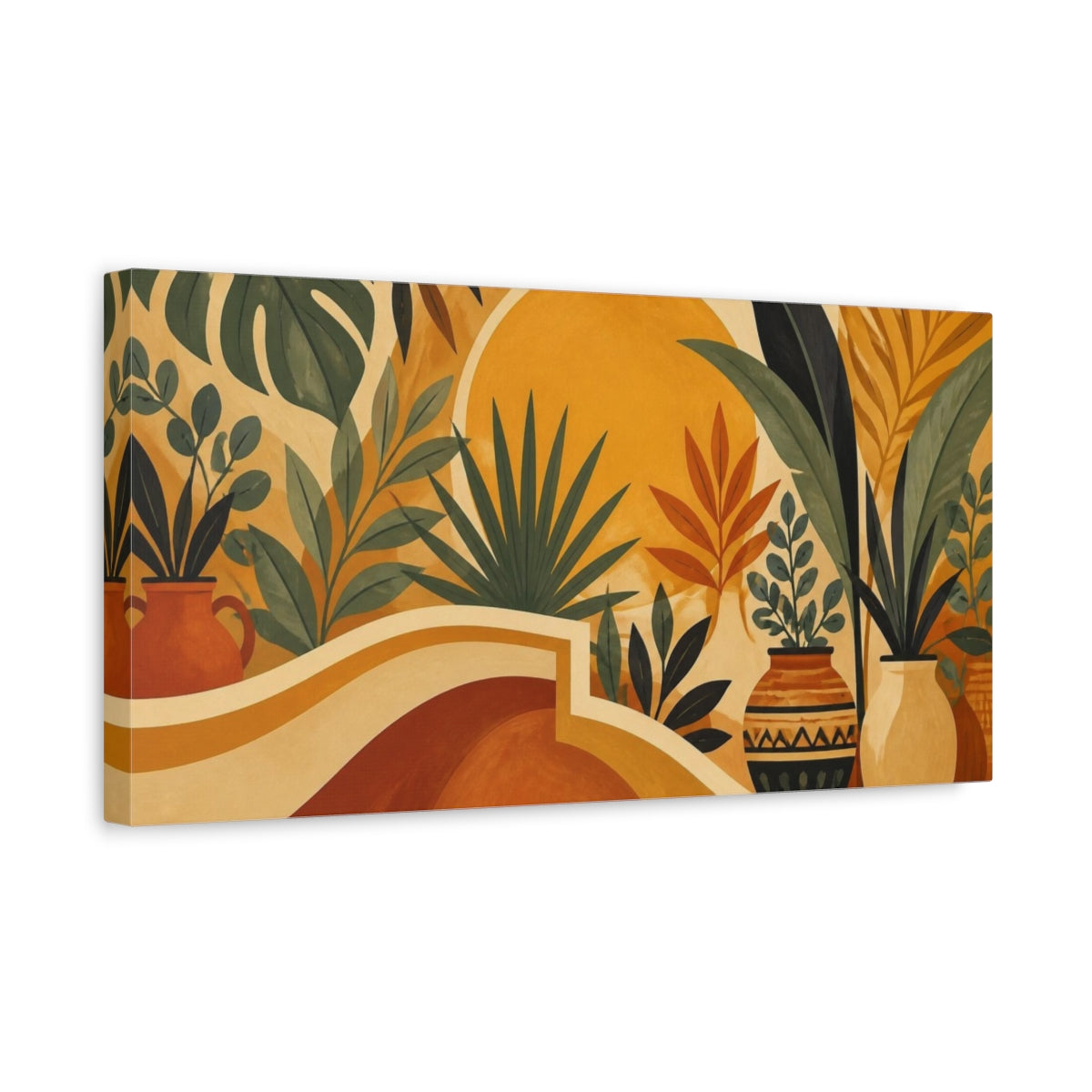 Side Mockup 3. Boho Golden Sun Botanicals shown as canvas print