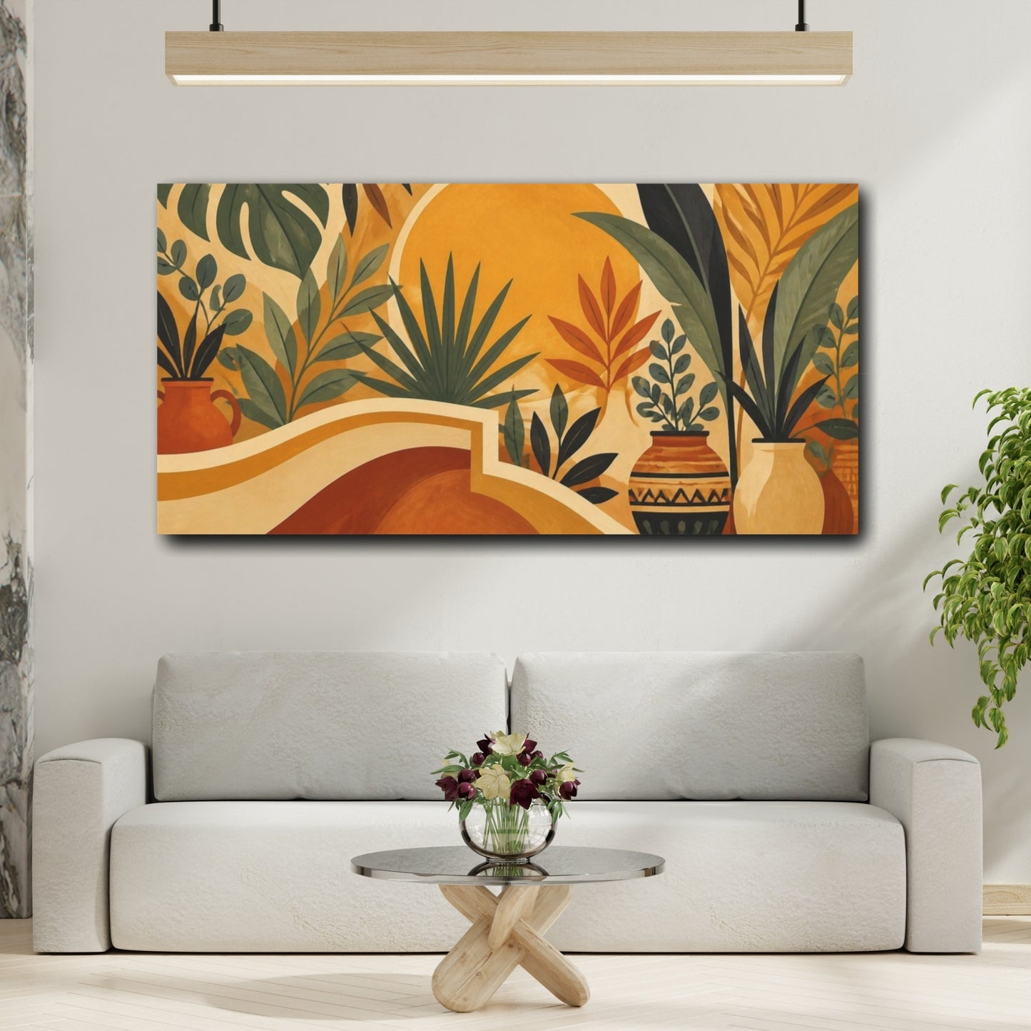 Mockup 2. Boho Golden Sun Botanicals shown as canvas print