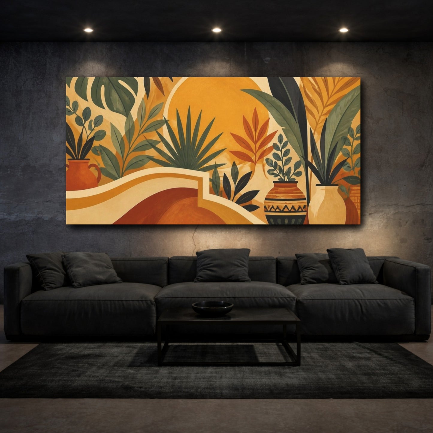 Mockup 3. Boho Golden Sun Botanicals shown as canvas print