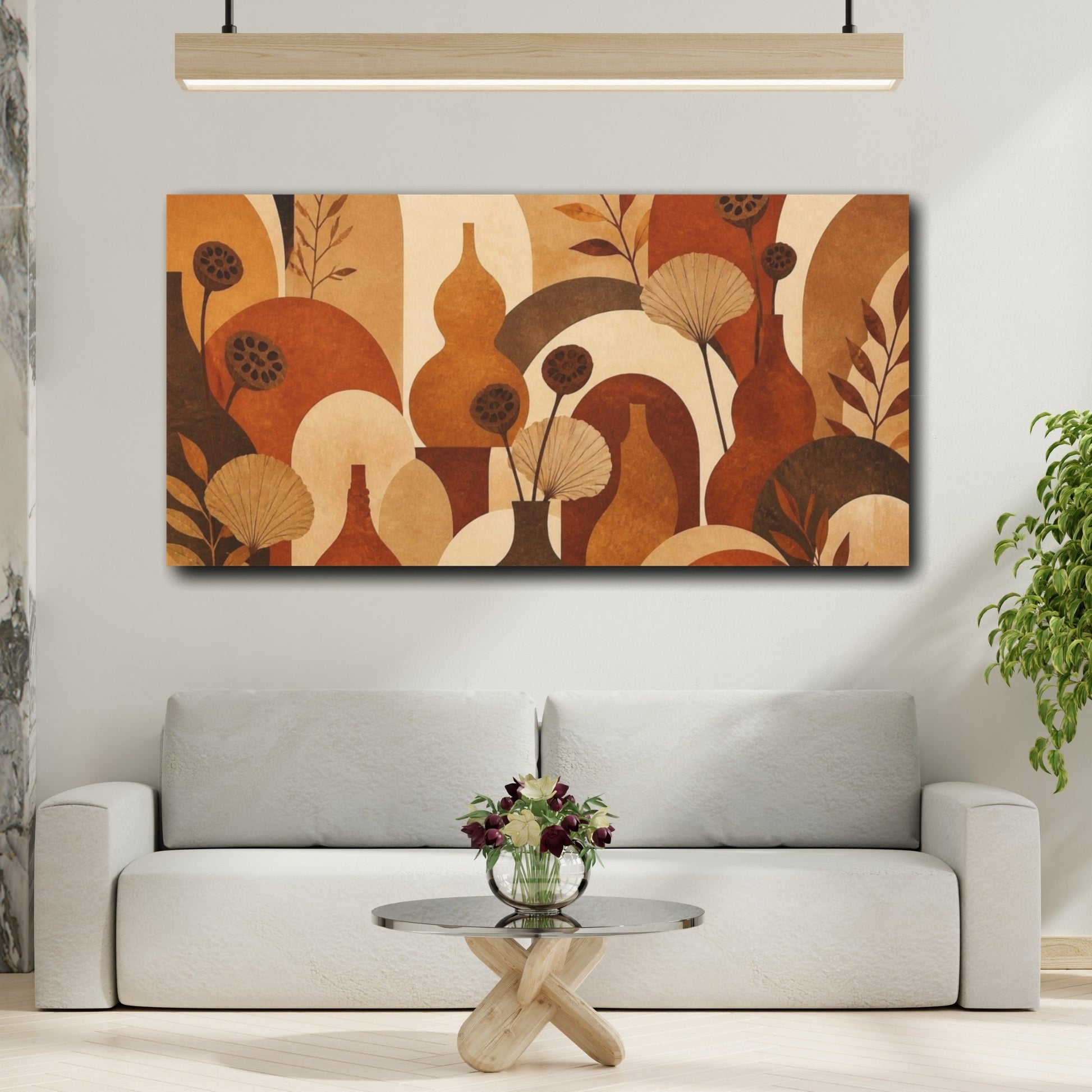 Mockup 2. Boho Gourd Still Life shown as canvas print
