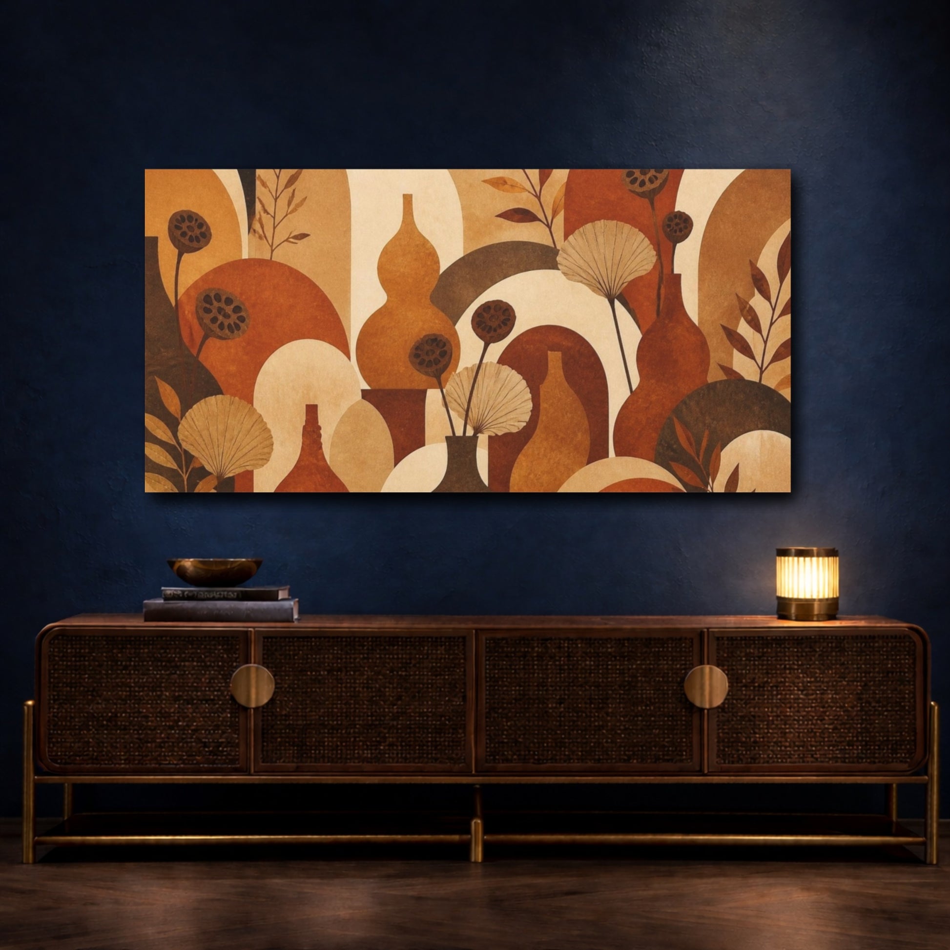 Mockup 4. Boho Gourd Still Life shown as canvas print