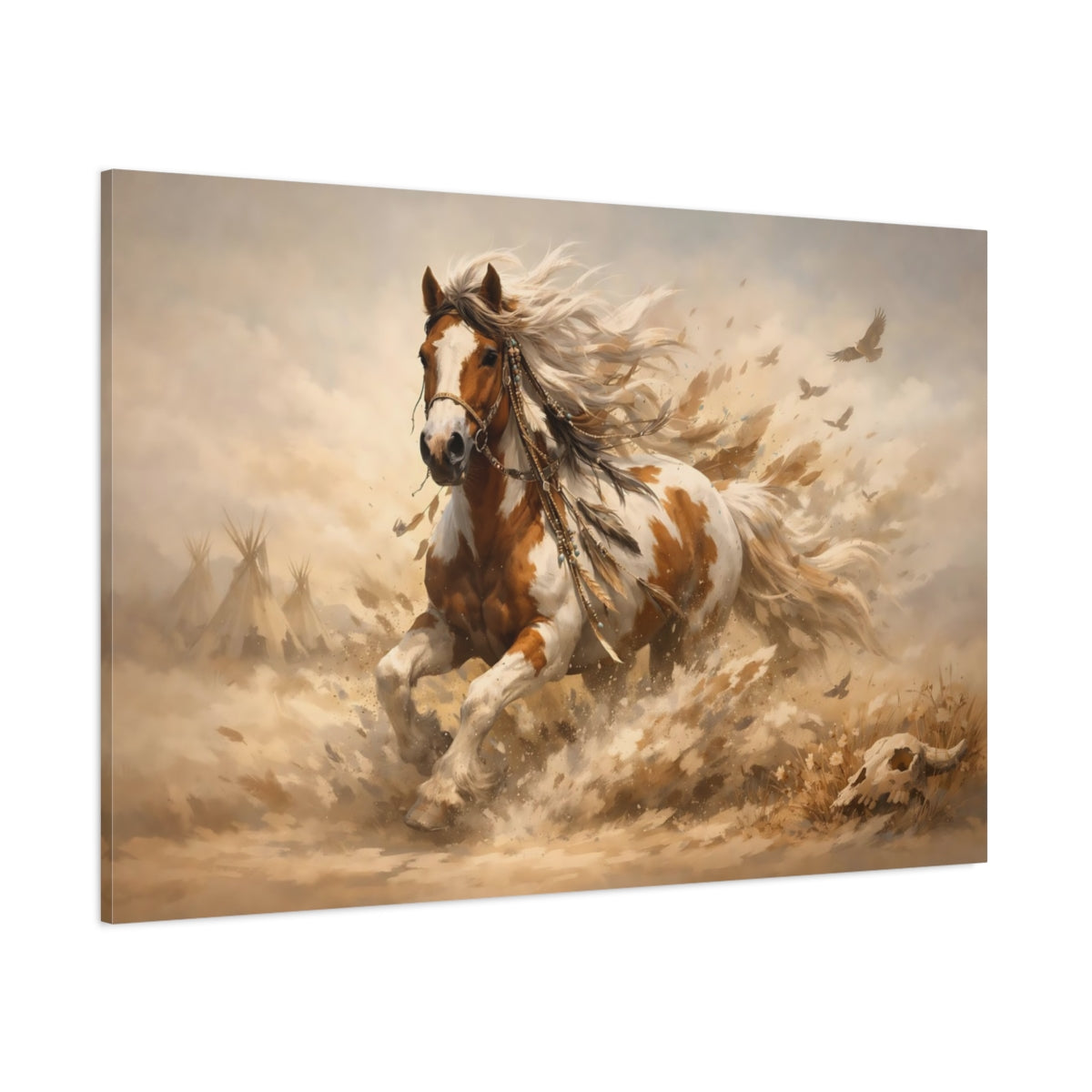 Boho Horse Art shown as stretched canvas wall art