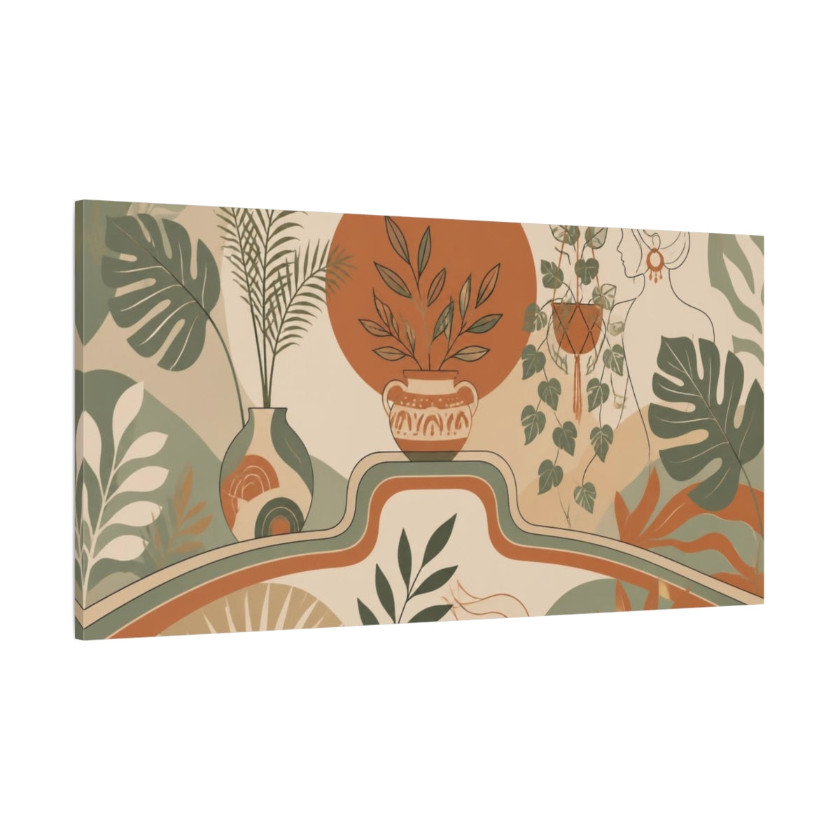 Side Mockup 2. Boho Houseplant Scene shown as canvas print