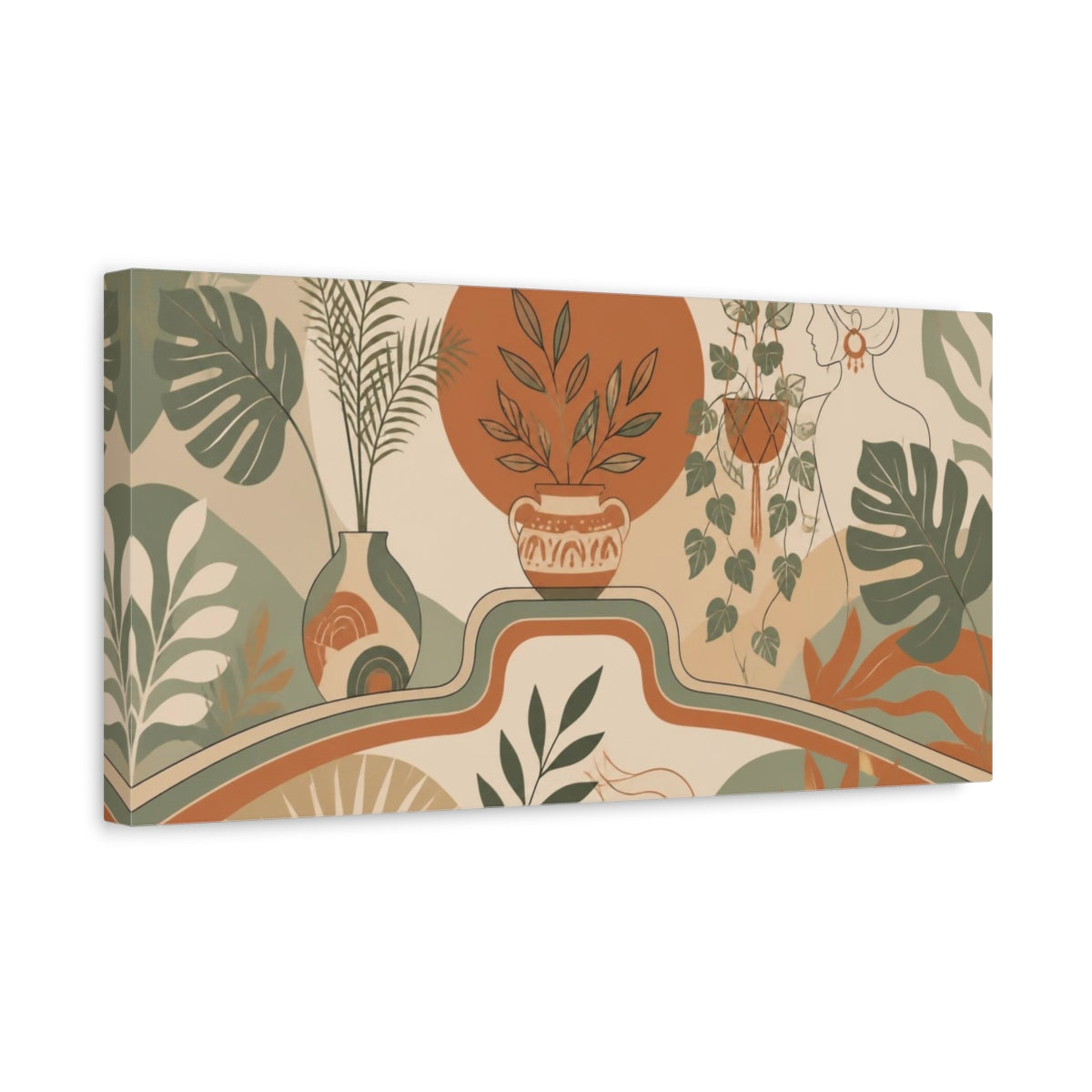 Side Mockup 3. Boho Houseplant Scene shown as canvas print