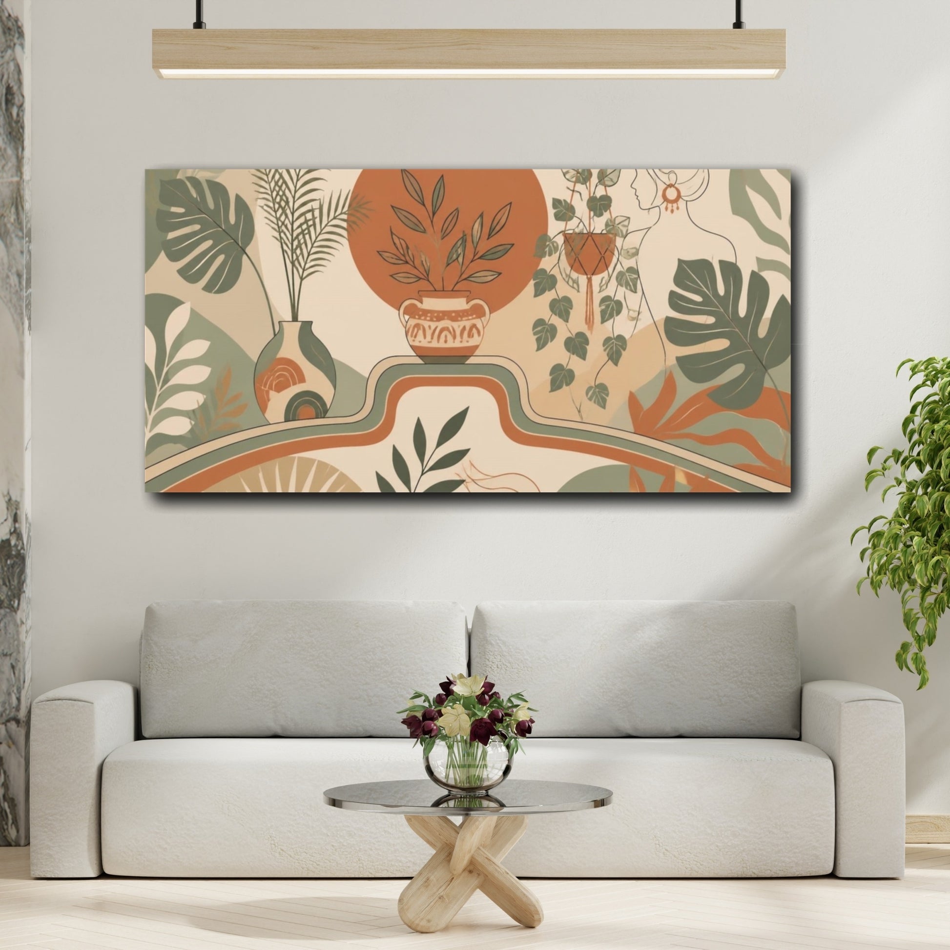 Mockup 2. Boho Houseplant Scene shown as canvas print