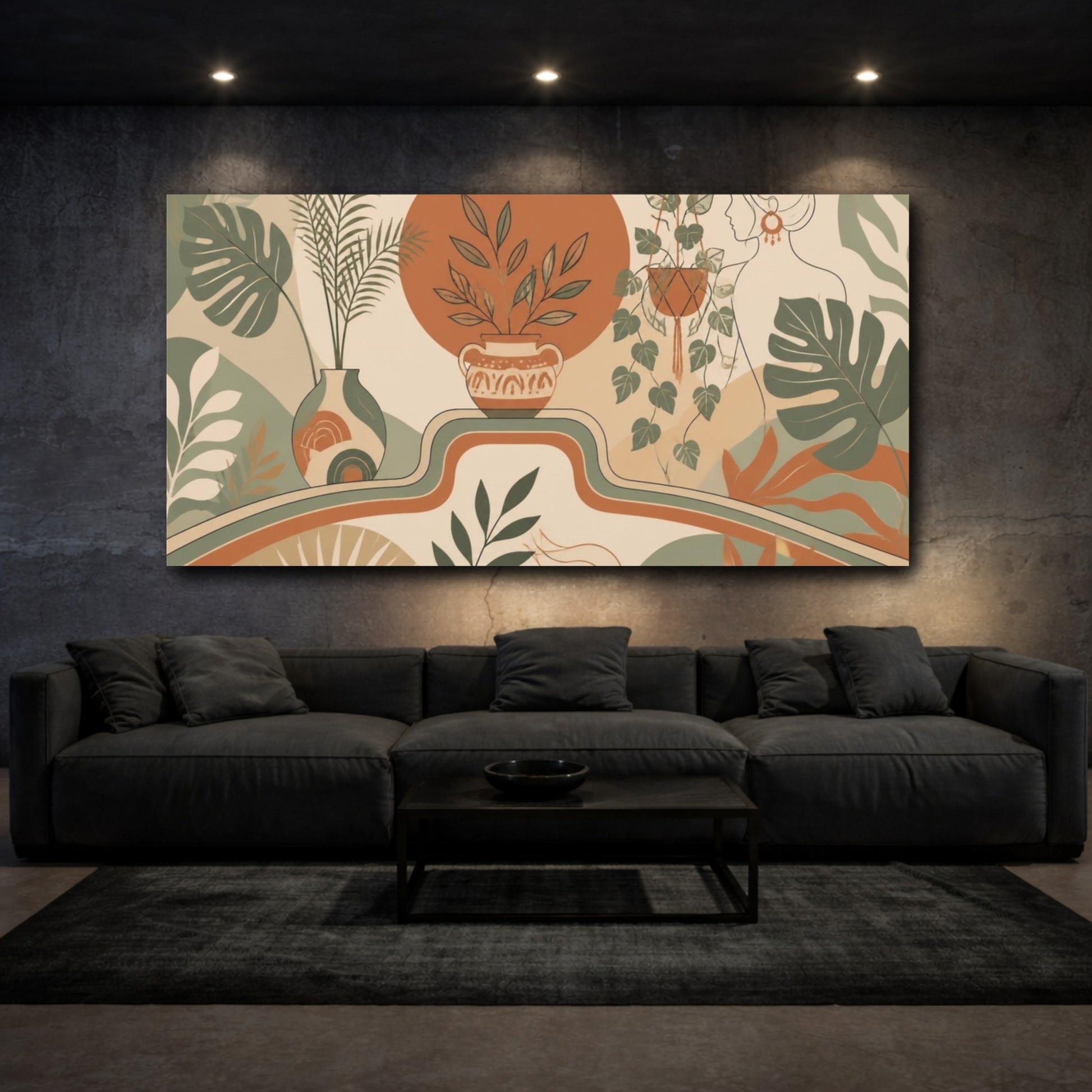 Mockup 3. Boho Houseplant Scene shown as canvas print