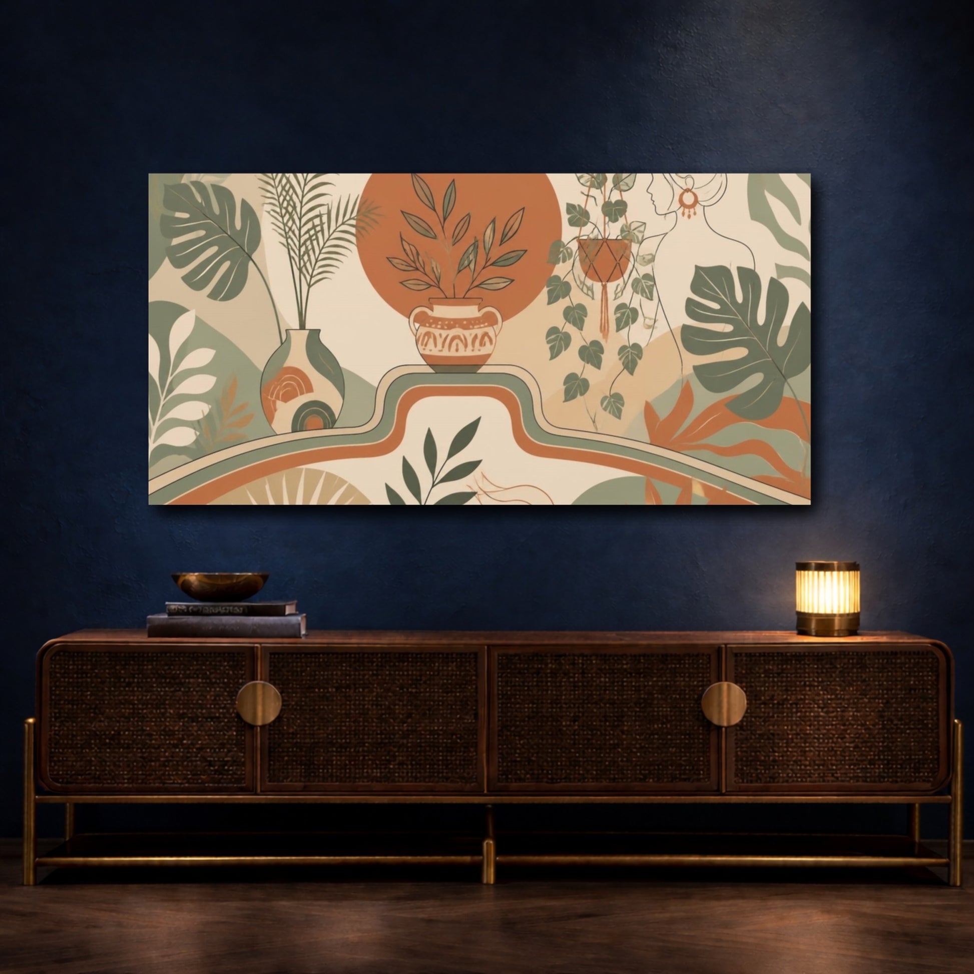 Mockup 4. Boho Houseplant Scene shown as canvas print