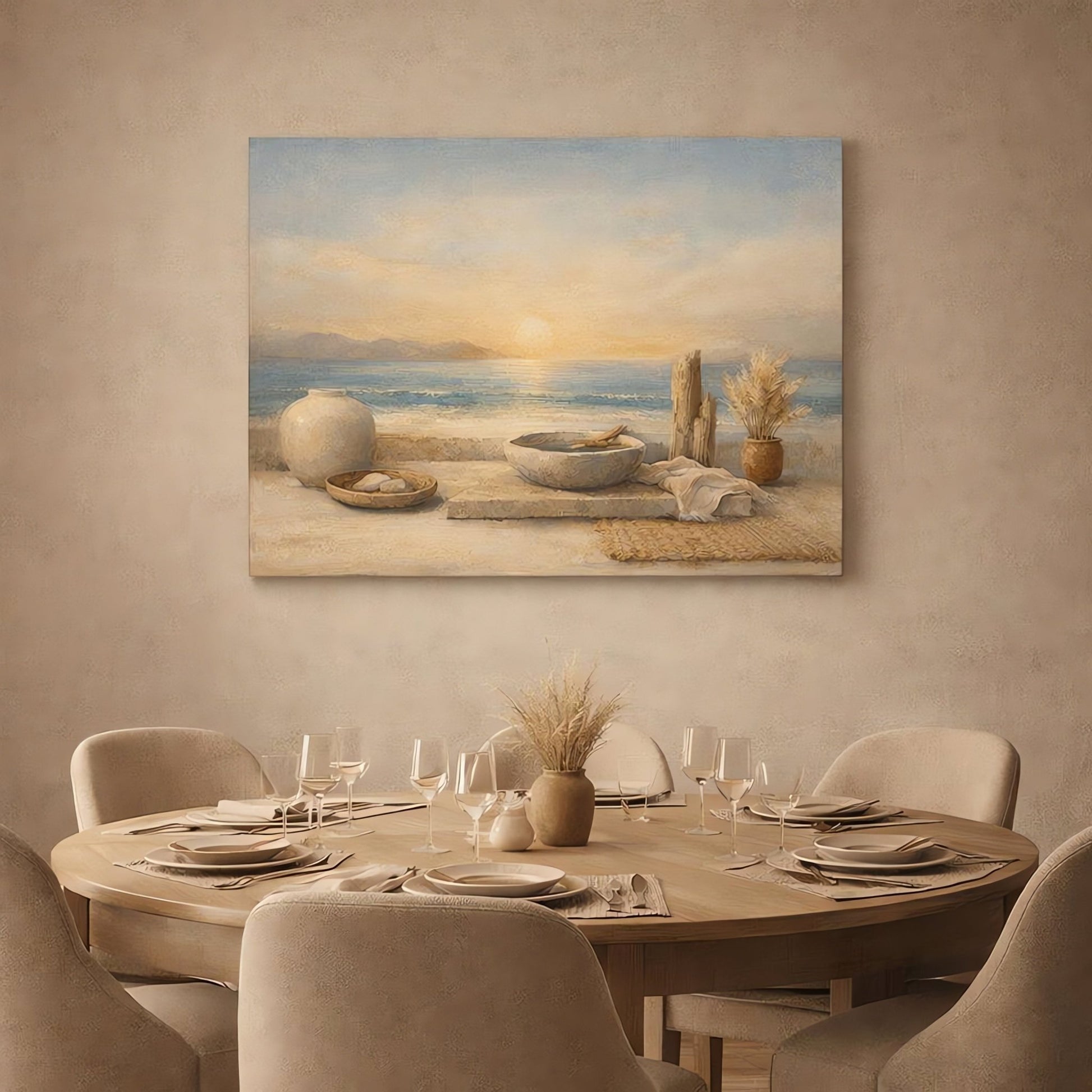 Boho Minimal Ocean Coastal Still Life Nature - Canvas Wall Art Print - YesArtYes