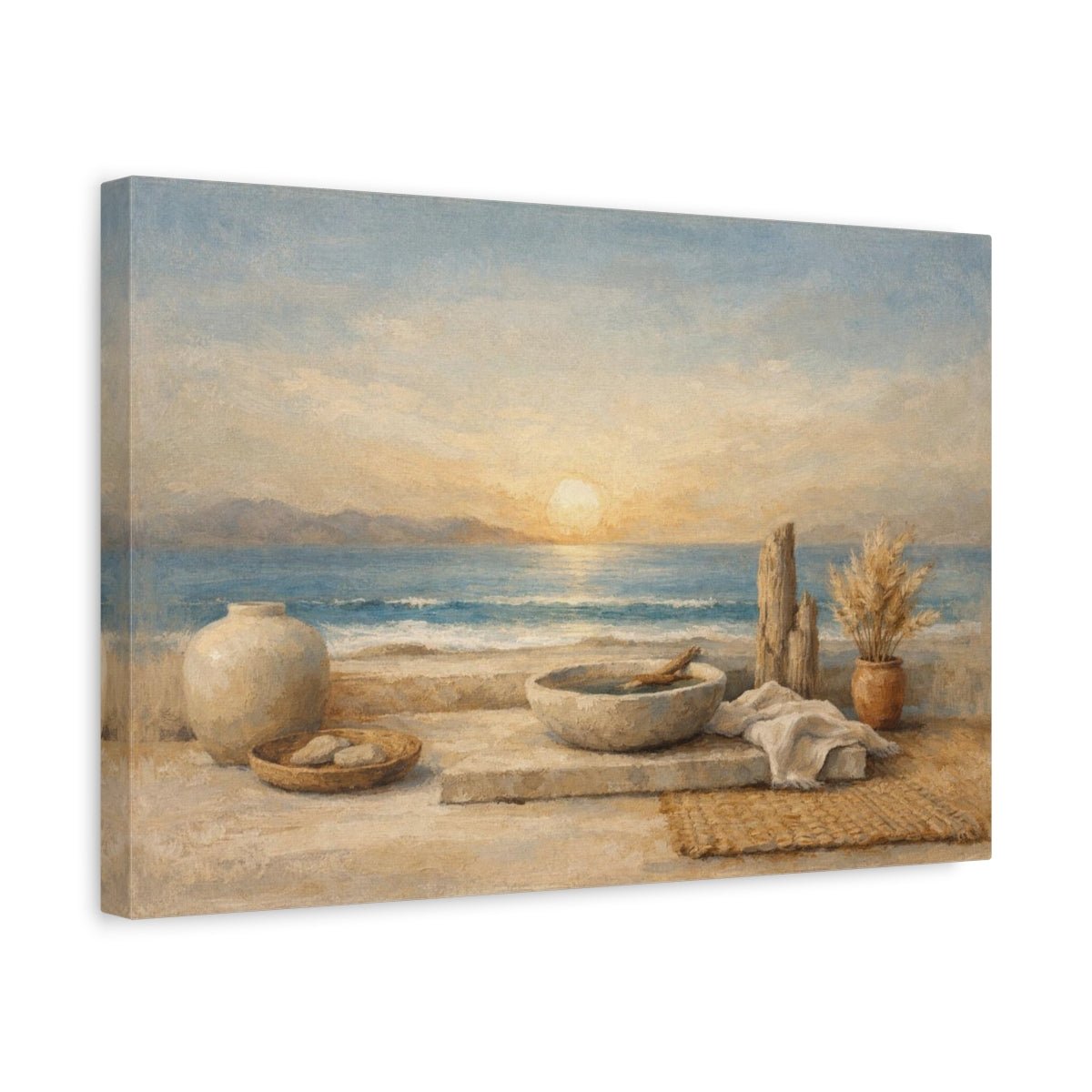 Boho Minimal Ocean Coastal Still Life Nature - Canvas Wall Art Print - YesArtYes