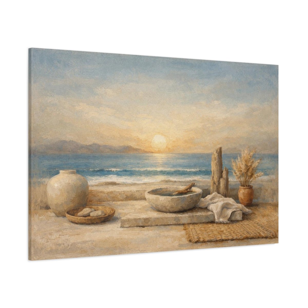 Boho Minimal Ocean Coastal Still Life Nature - Canvas Wall Art Print - YesArtYes