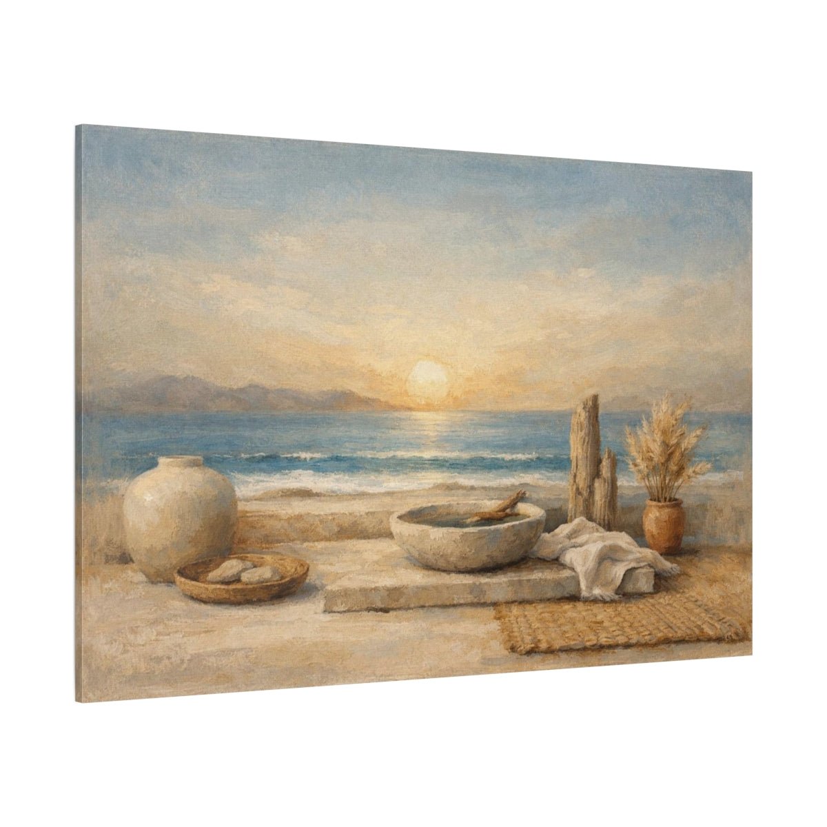 Boho Minimal Ocean Coastal Still Life Nature - Canvas Wall Art Print - YesArtYes