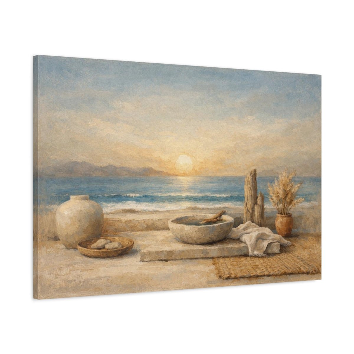 Boho Minimal Ocean Coastal Still Life Nature - Canvas Wall Art Print - YesArtYes