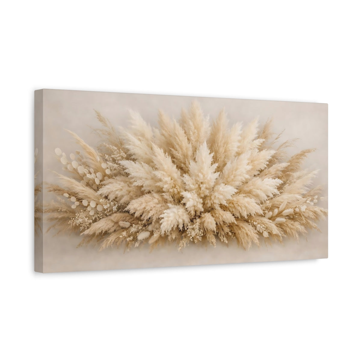 Side Mockup 3. Nature Pampas Grass Neutral Pampas shown as stretched canvas wall art