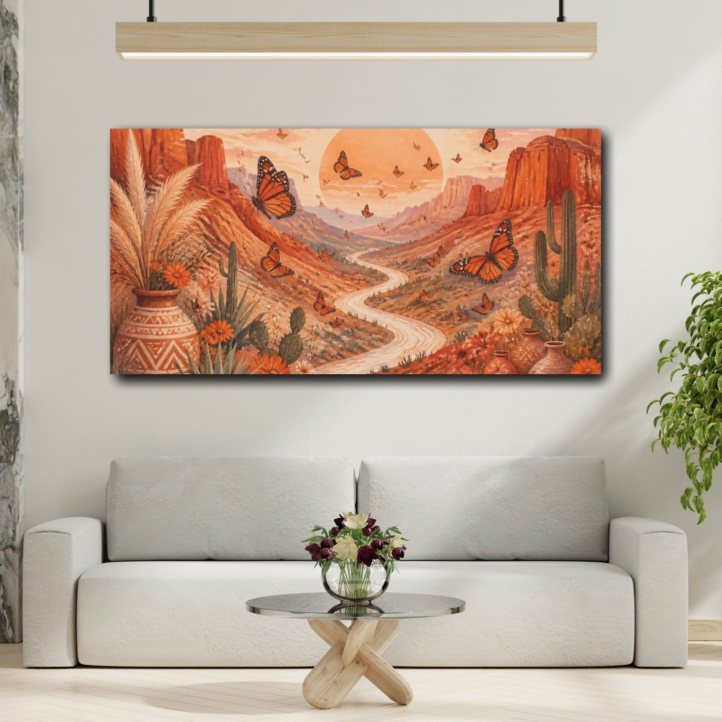 Mockup 2. Boho Monarch Valley shown as canvas print