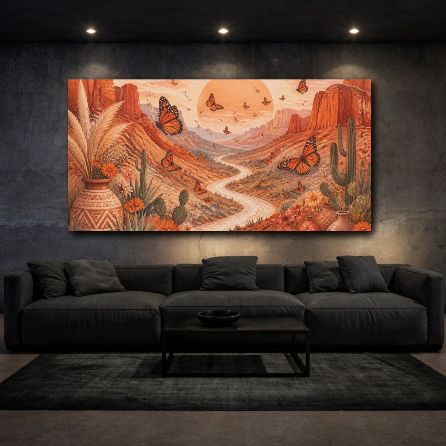 Mockup 3. Boho Monarch Valley shown as canvas print