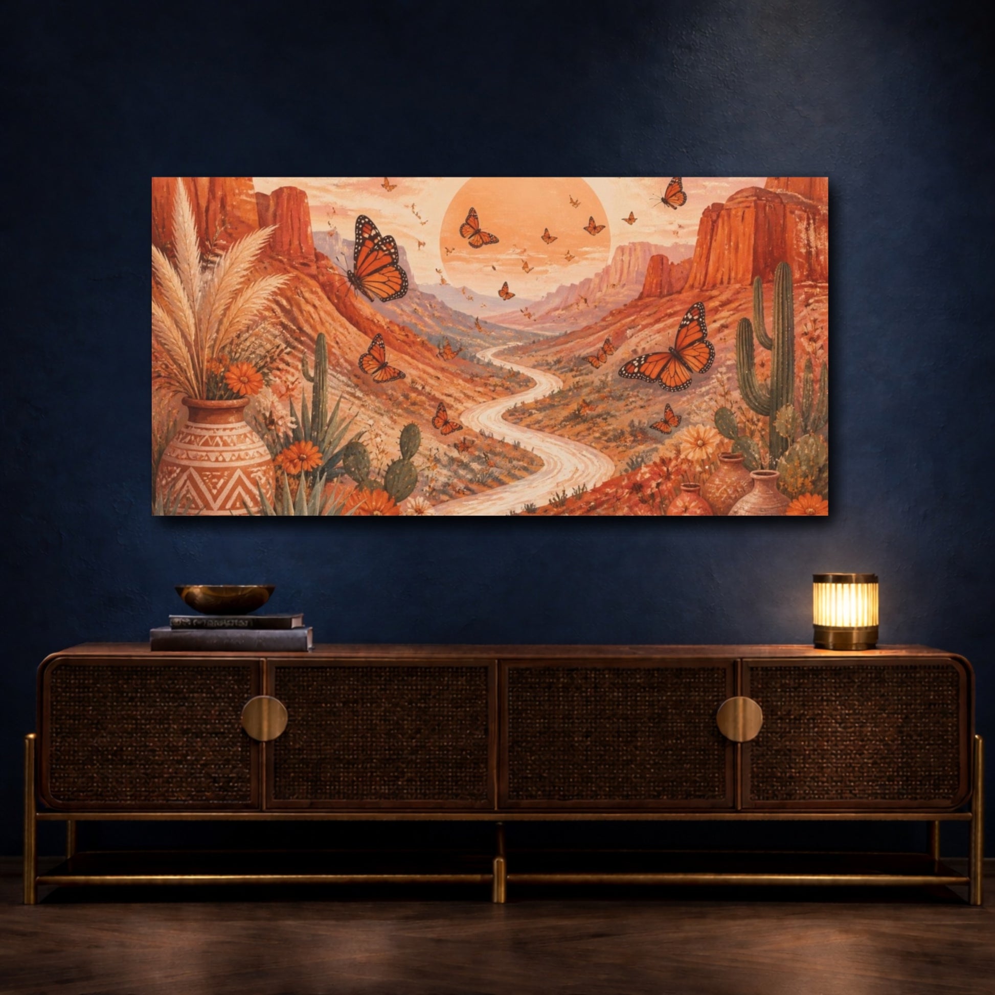 Mockup 4. Boho Monarch Valley shown as canvas print