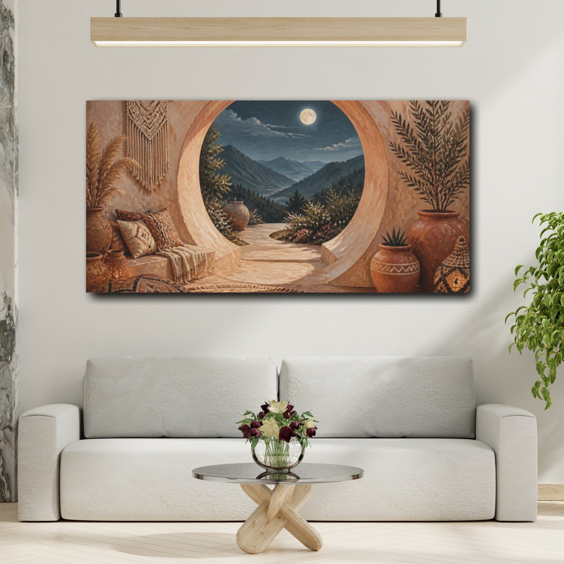 Mockup 2. Boho Moonlit Valley Arch shown as canvas print