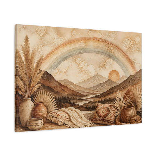 Main Mockup. Boho Mountain Rainbow shown as canvas print