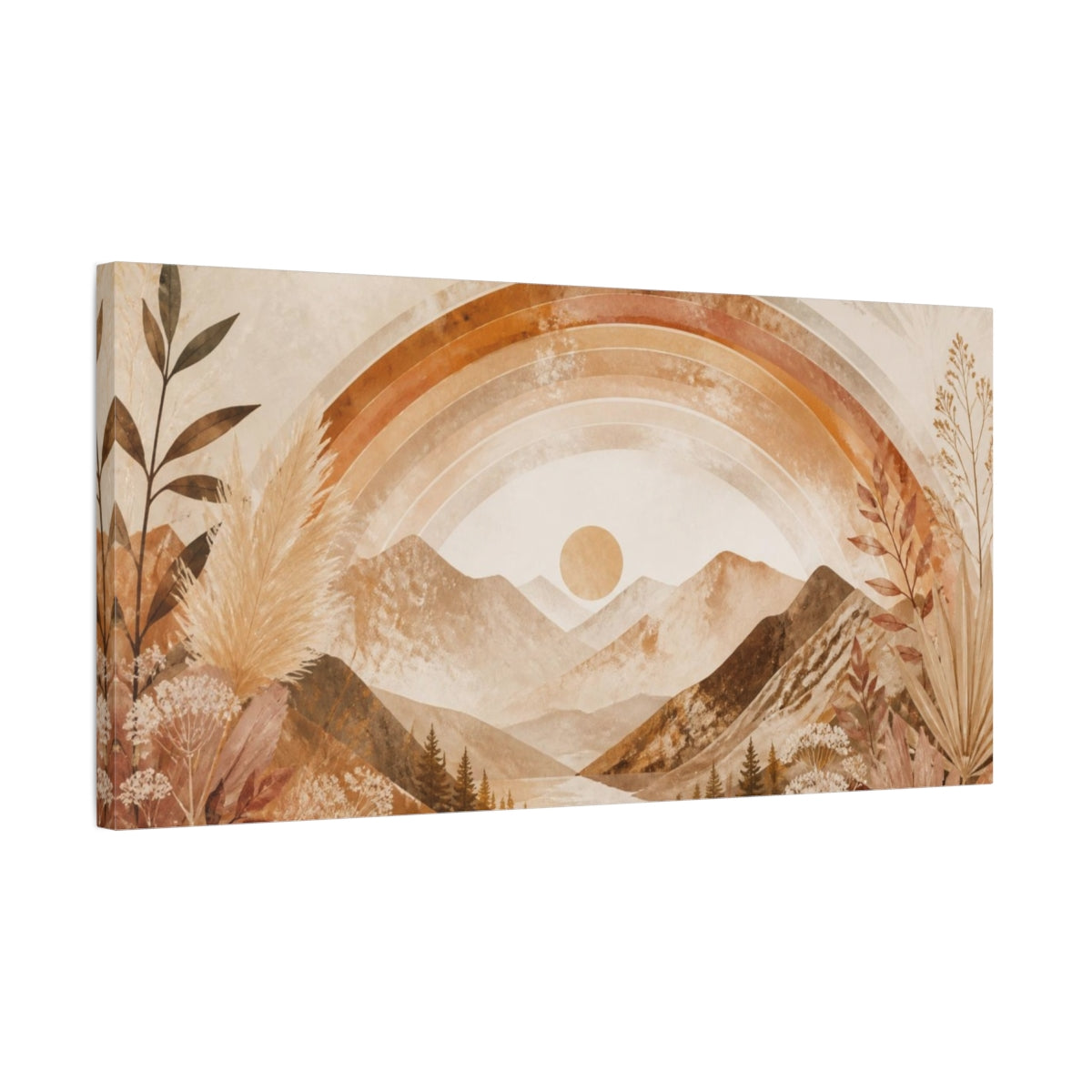 Side Mockup 1. Boho Mountain Valley shown as canvas print