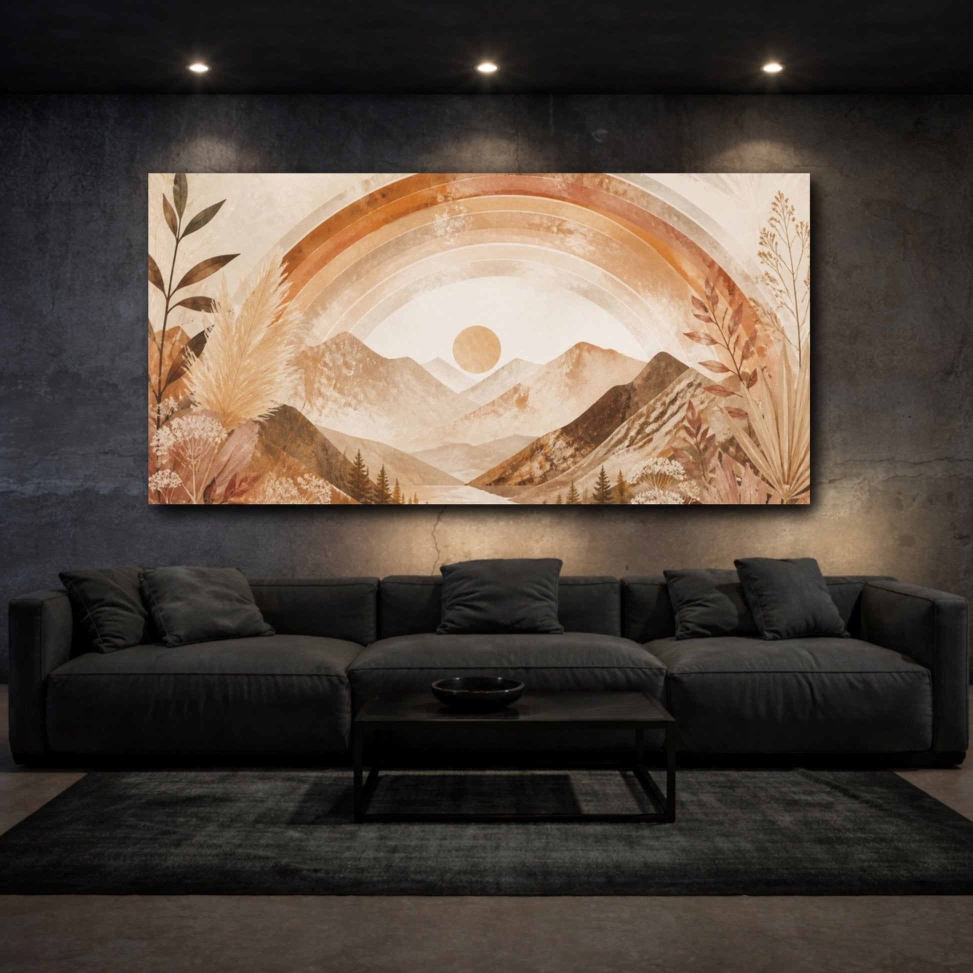 Mockup 3. Boho Mountain Valley shown as canvas print