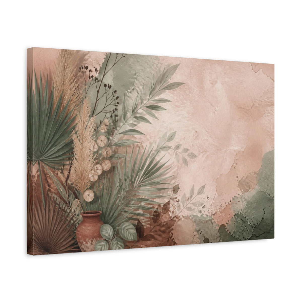 Side Mockup 3. Boho Palm Leaf Arrangement shown as canvas print