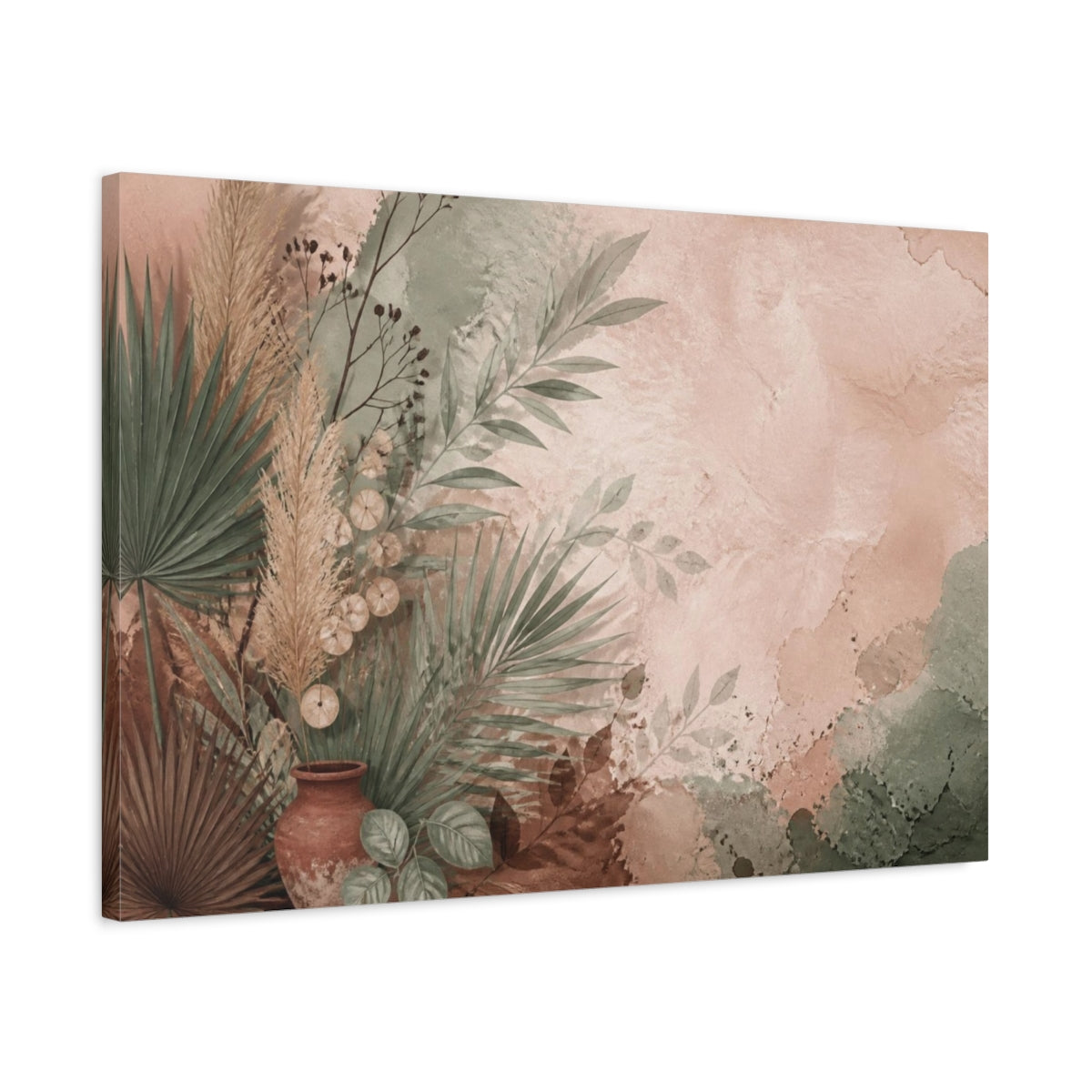 Side Mockup 2. Boho Palm Leaf Arrangement shown as canvas print
