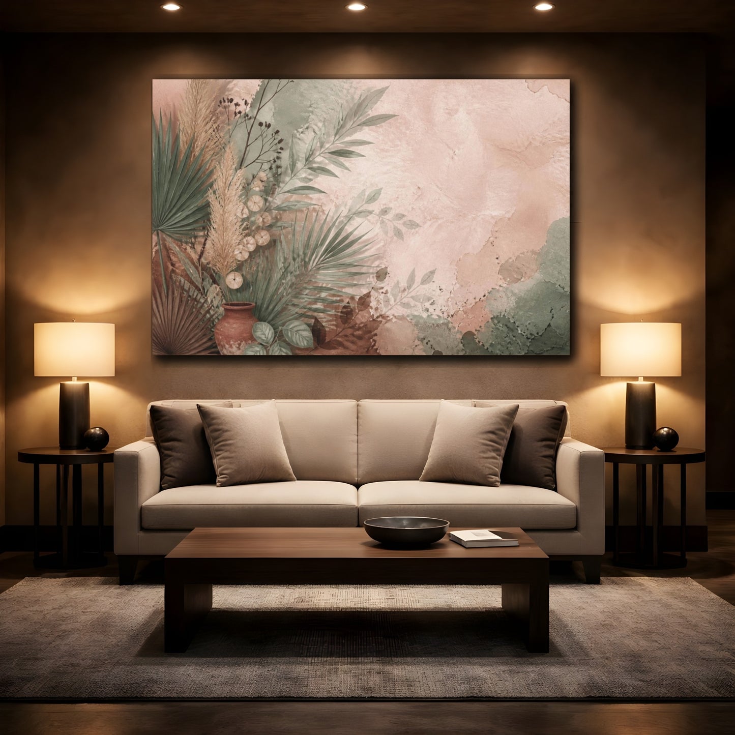Mockup 2. Boho Palm Leaf Arrangement shown as canvas print