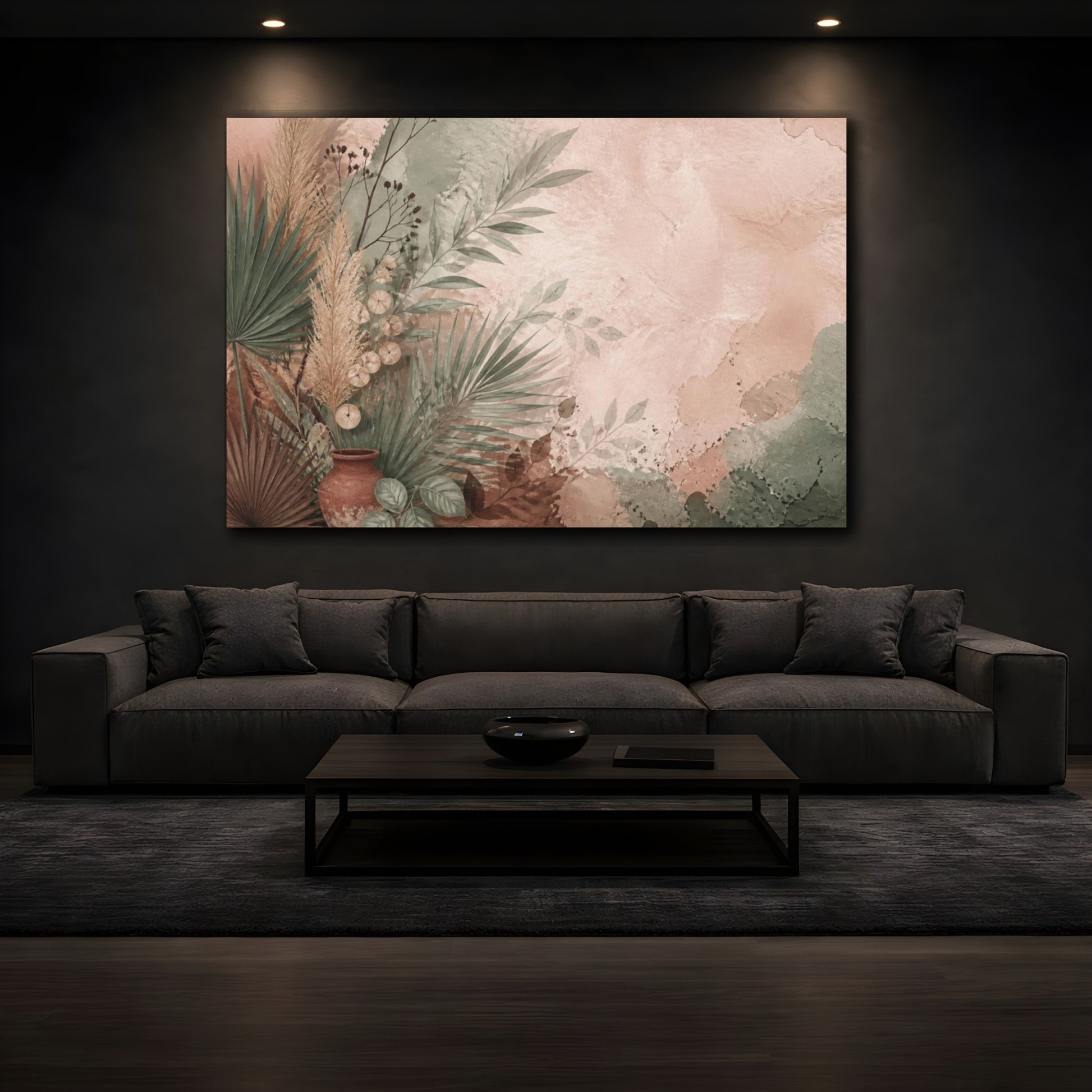 Mockup 3. Boho Palm Leaf Arrangement shown as canvas print