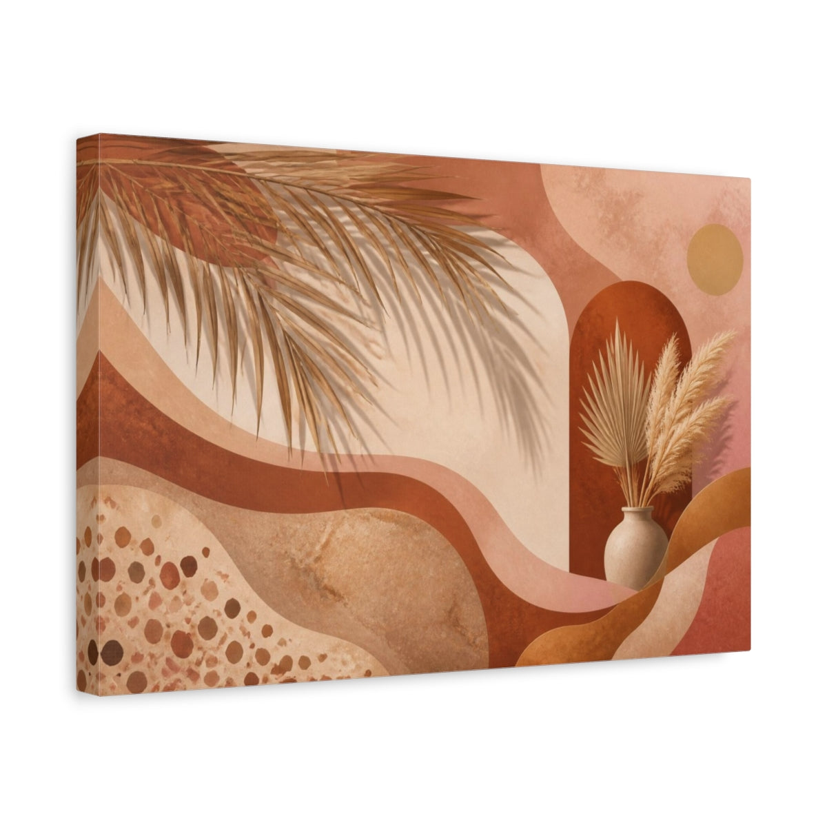 Side Mockup 4. Boho Palm & Pampas shown as canvas print