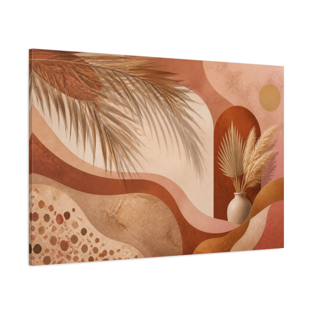 Side Mockup 1. Boho Palm & Pampas shown as canvas print