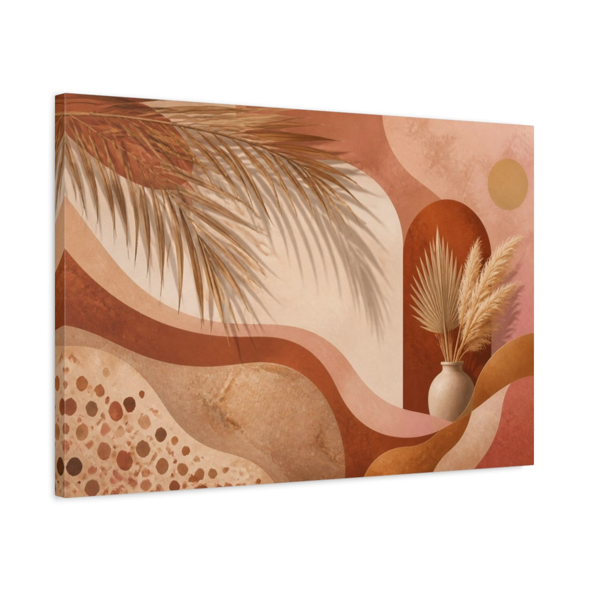 Side Mockup 2. Boho Palm & Pampas shown as canvas print