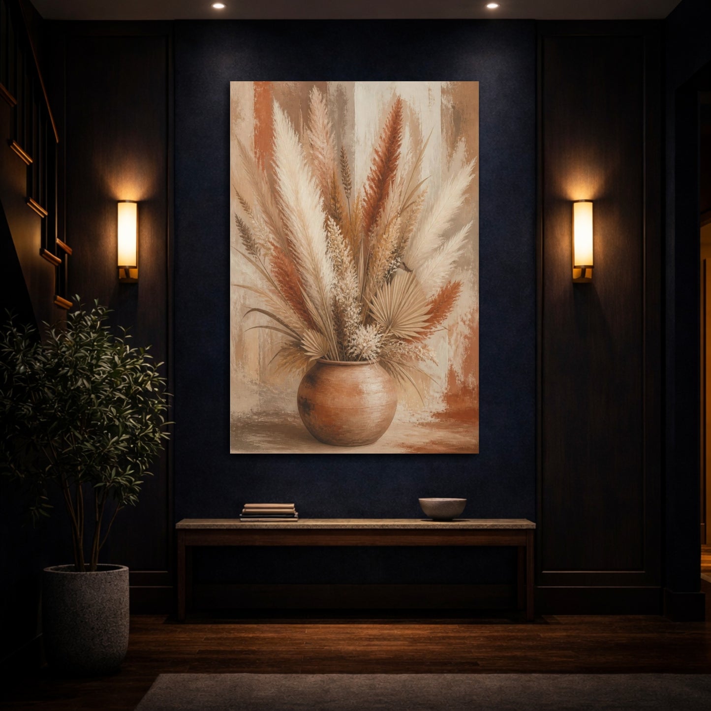 Mockup 4. Boho Pampas Bouquet shown as canvas print