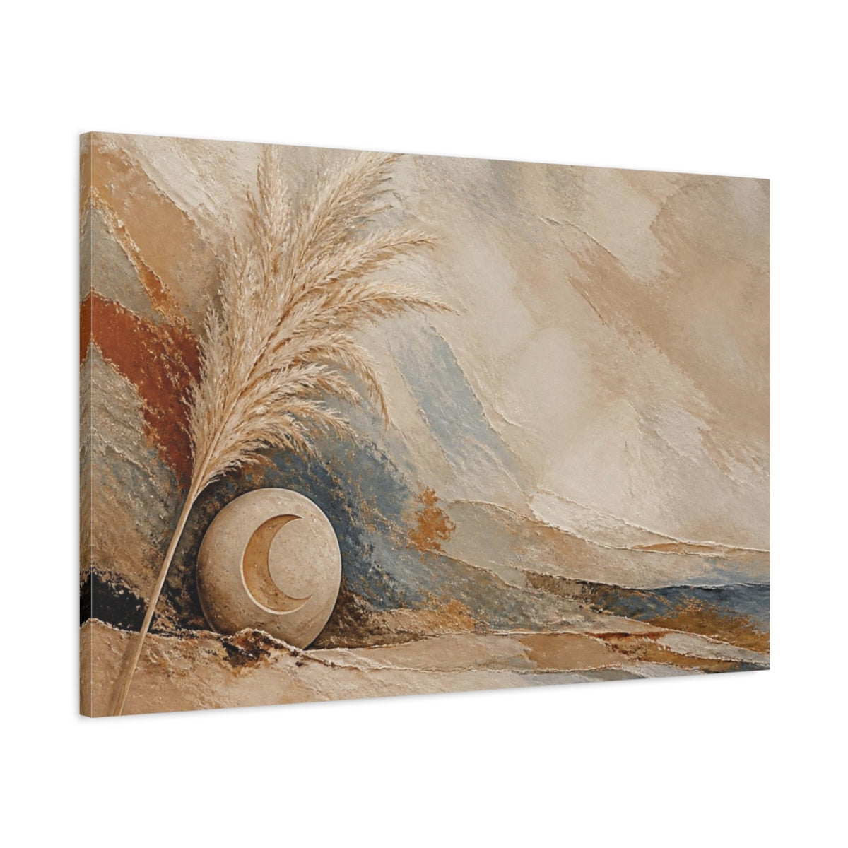 Main Mockup. Boho Pampas Moon shown as canvas print