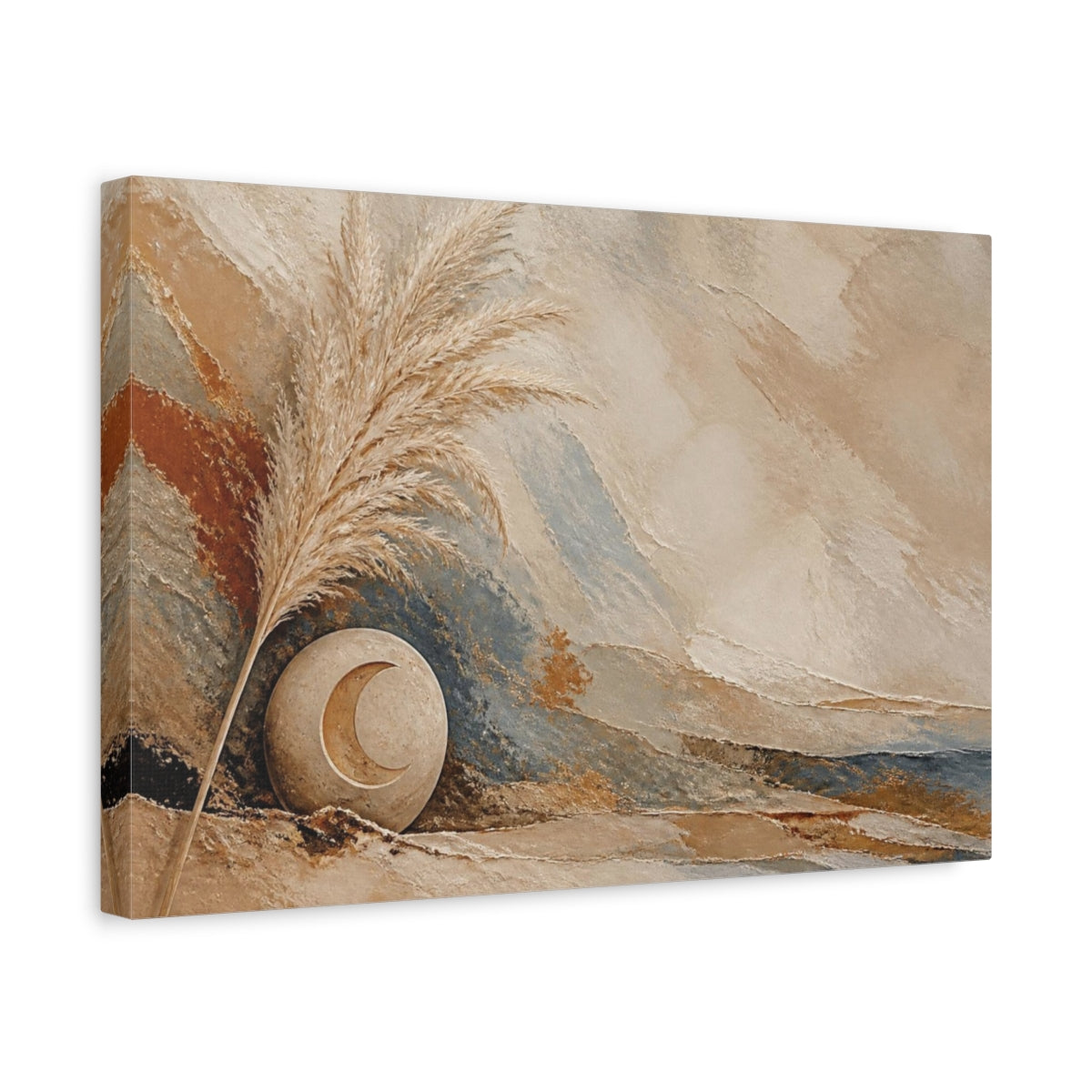 Side Mockup 4. Boho Pampas Moon shown as canvas print