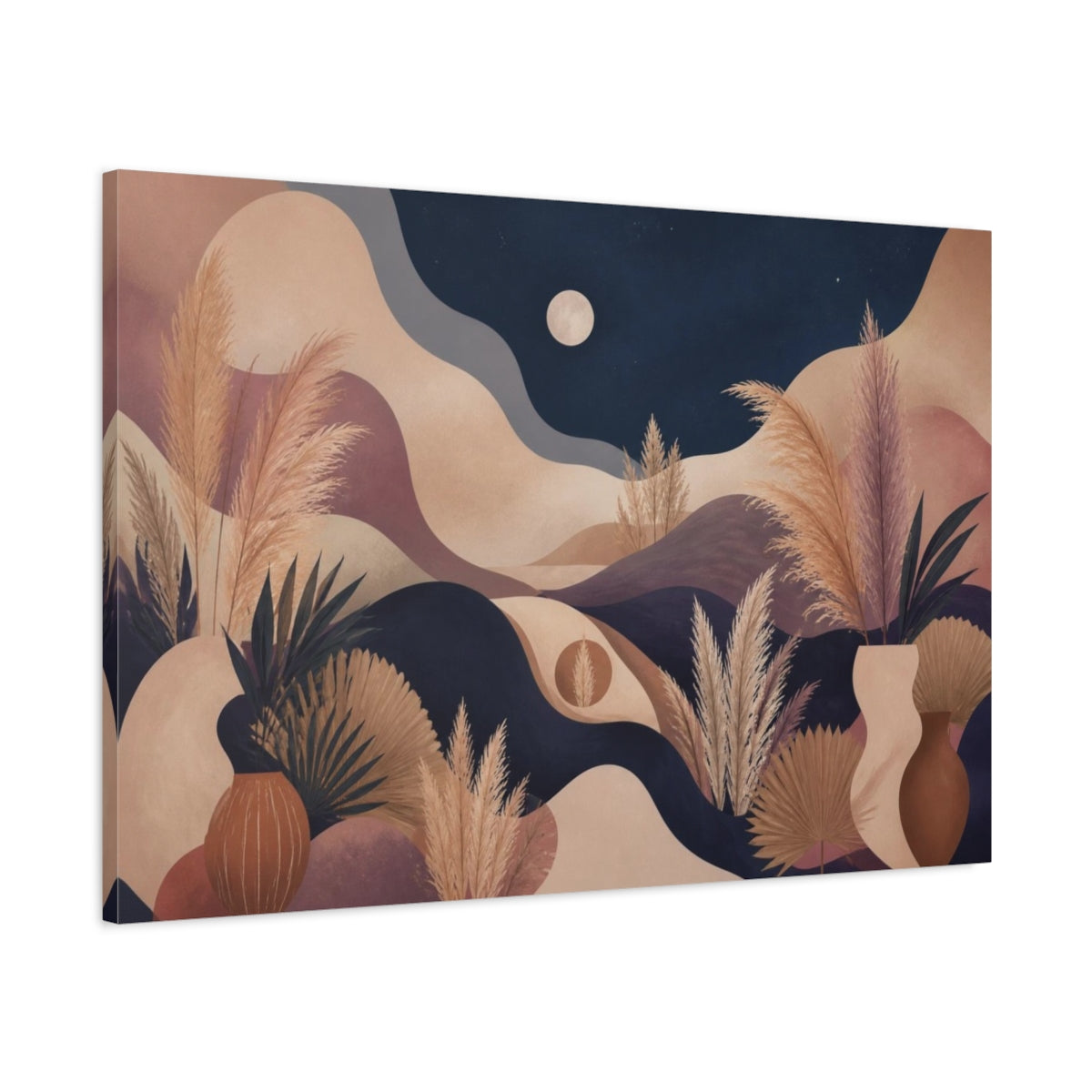 Main Mockup. Boho Pampas Moonscape shown as canvas print