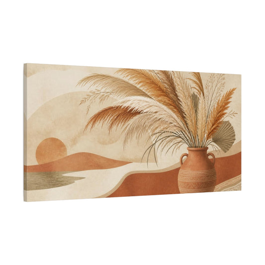 Main Mockup. Boho Pampas Vase Arrangement shown as canvas print