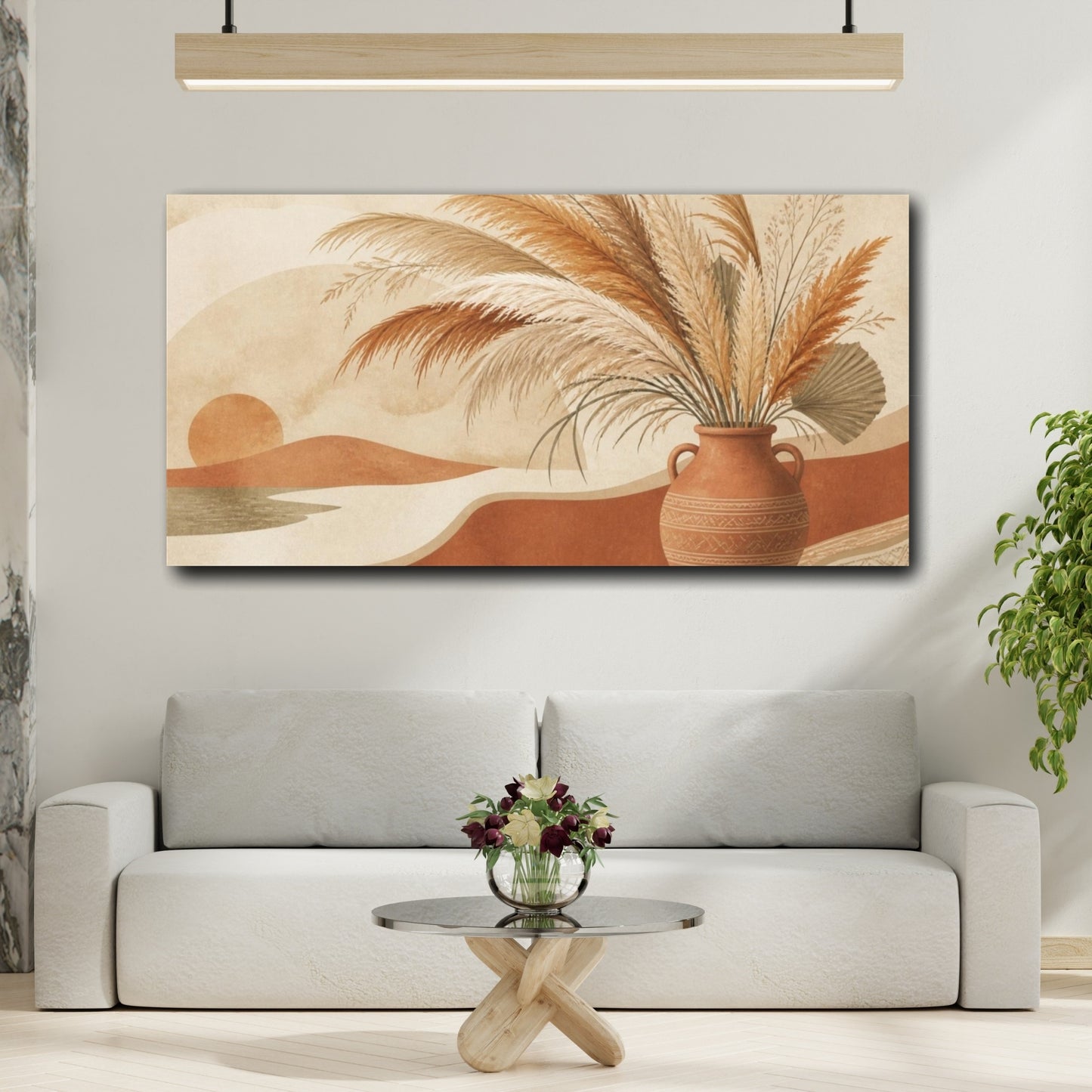 Mockup 2. Boho Pampas Vase Arrangement shown as canvas print