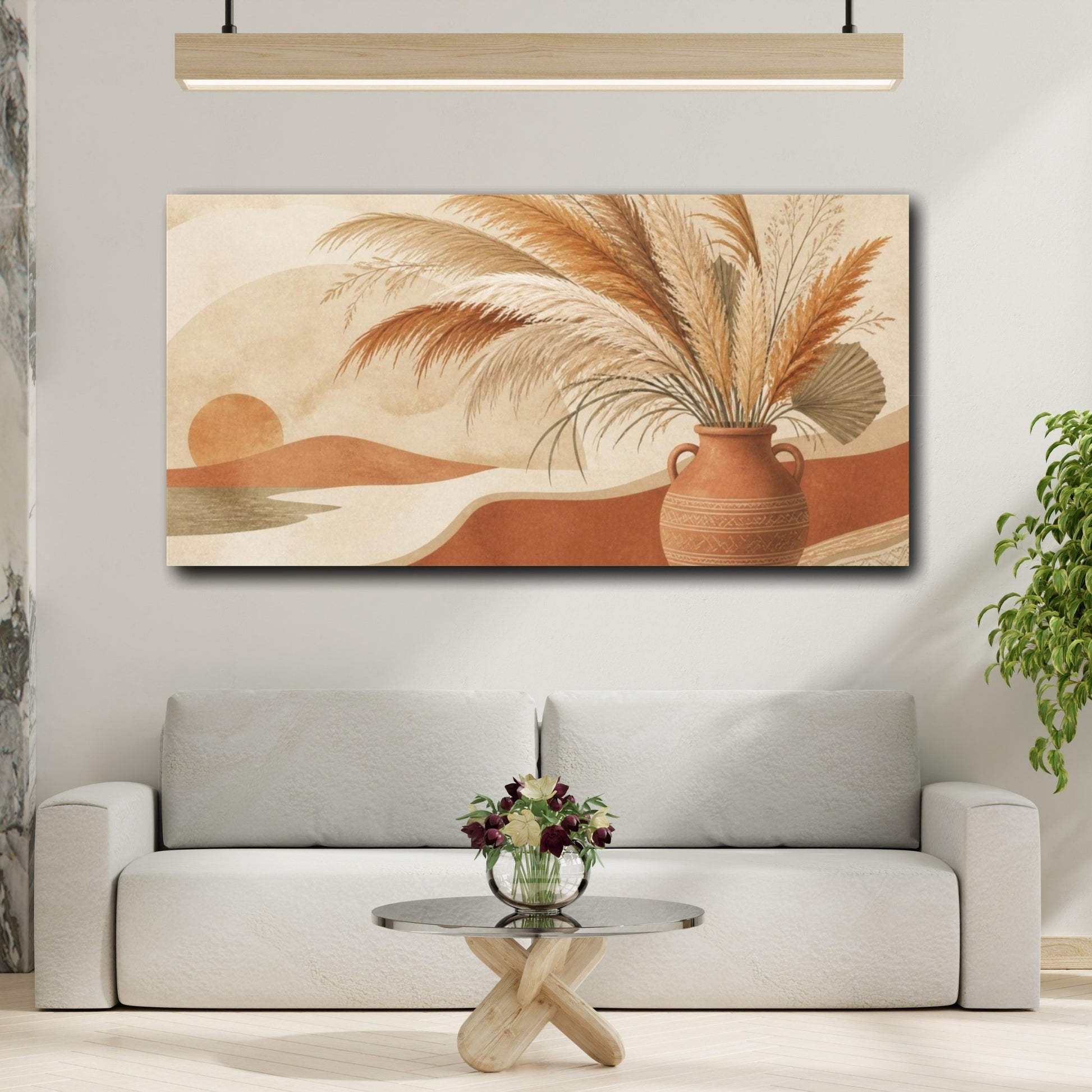 Mockup 2. Boho Pampas Vase Arrangement shown as canvas print