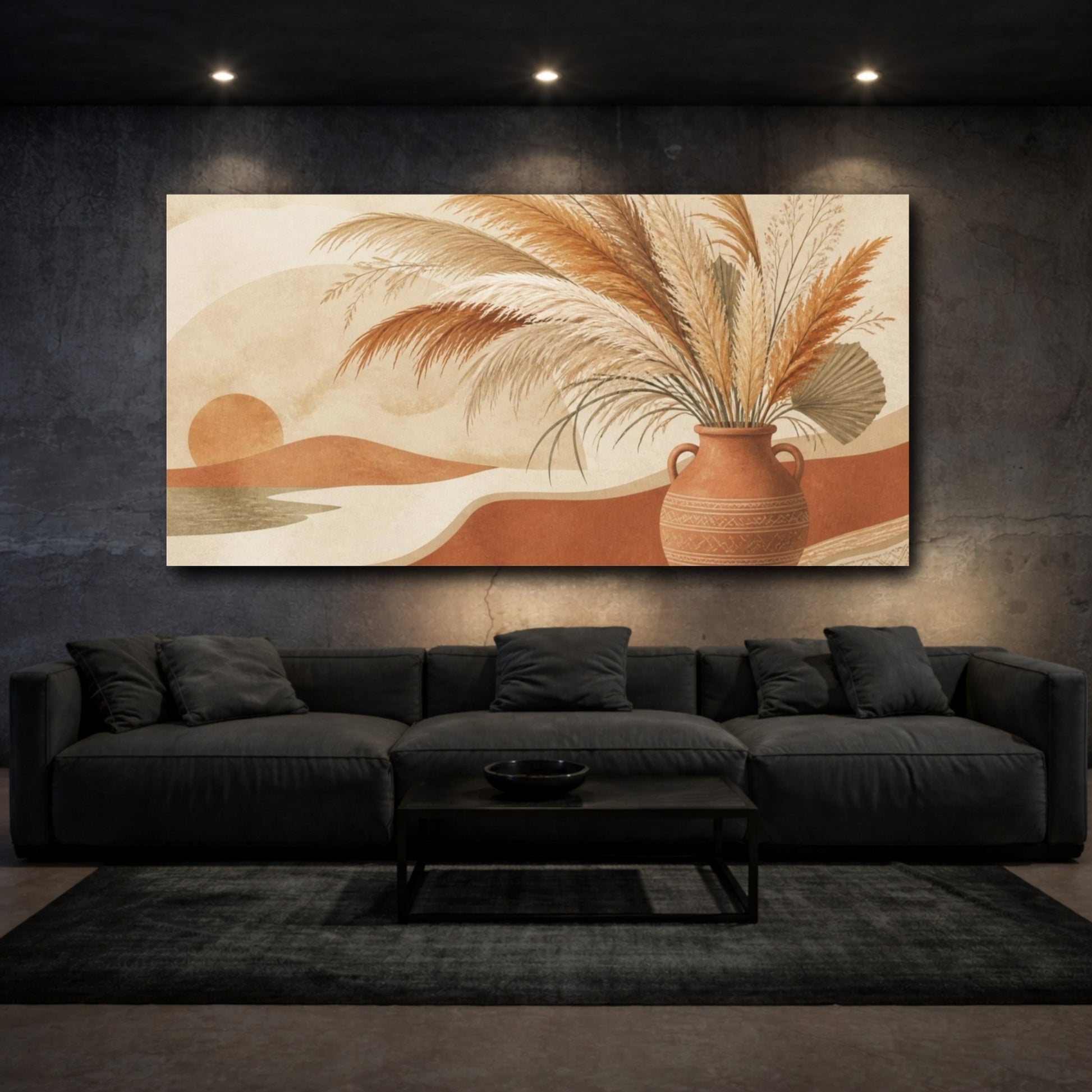 Mockup 3. Boho Pampas Vase Arrangement shown as canvas print
