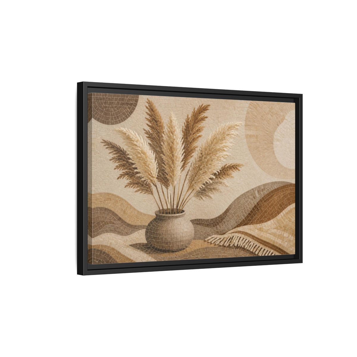 Side Mockup 3. Boho Pampas Vase shown as framed canvas print