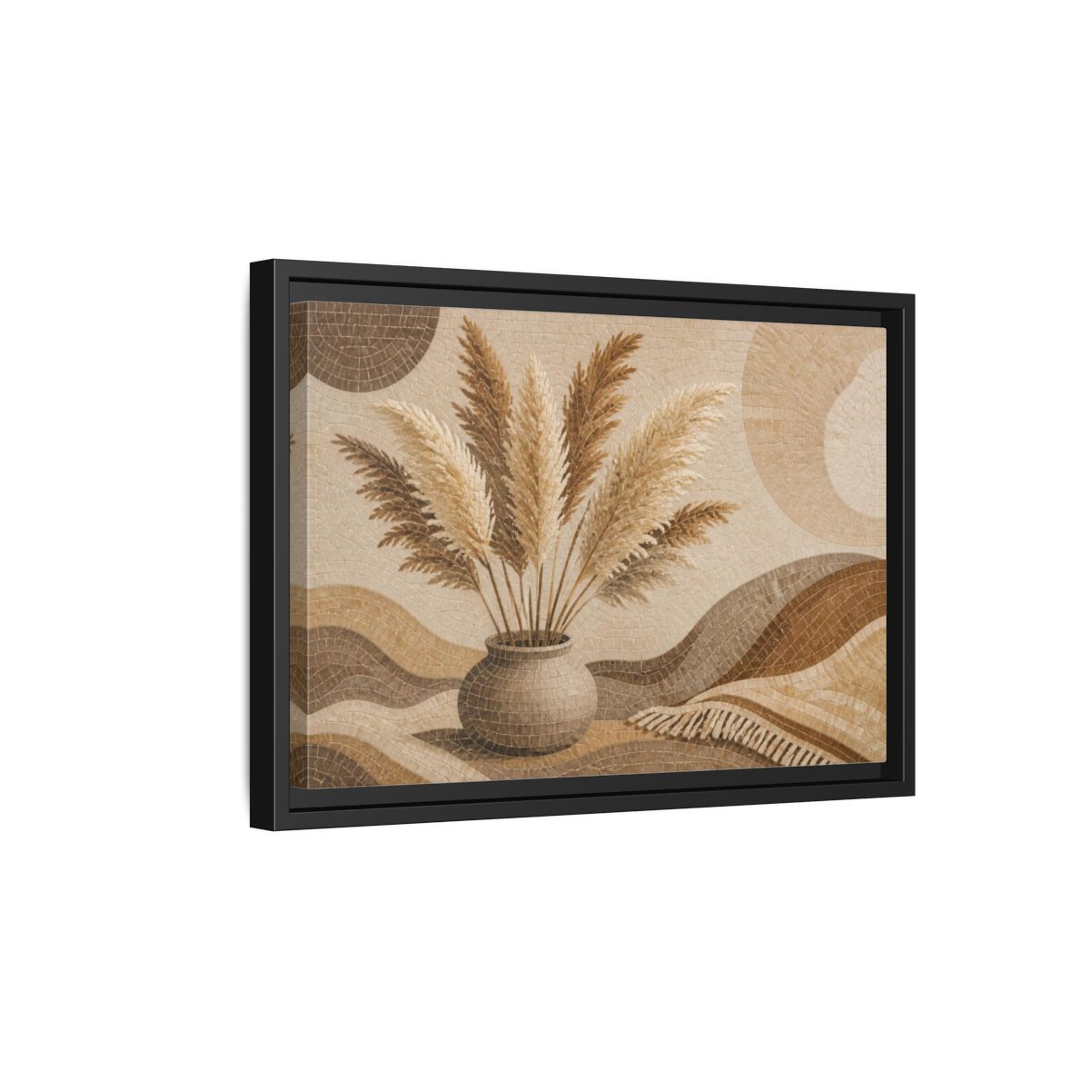 Side Mockup 6. Boho Pampas Vase shown as framed canvas print